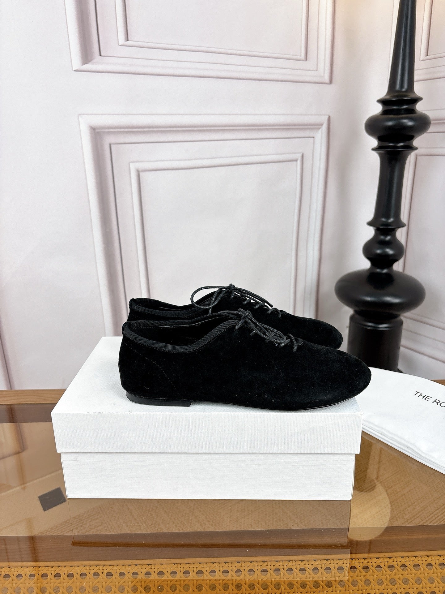 The Row Deep Mouth Slip-on Loafers Black Suede 931974