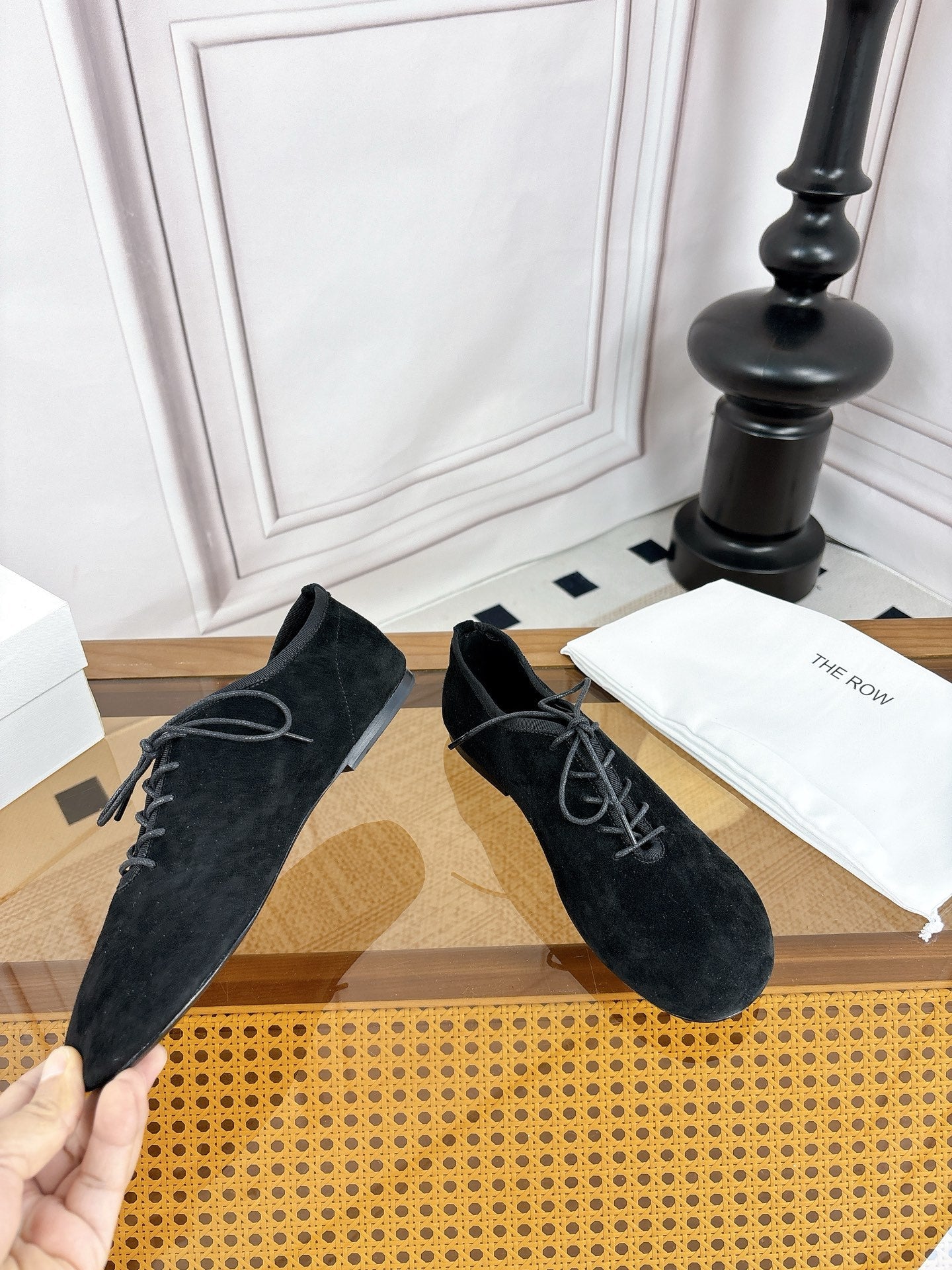 The Row Deep Mouth Slip-on Loafers Black Suede 931974