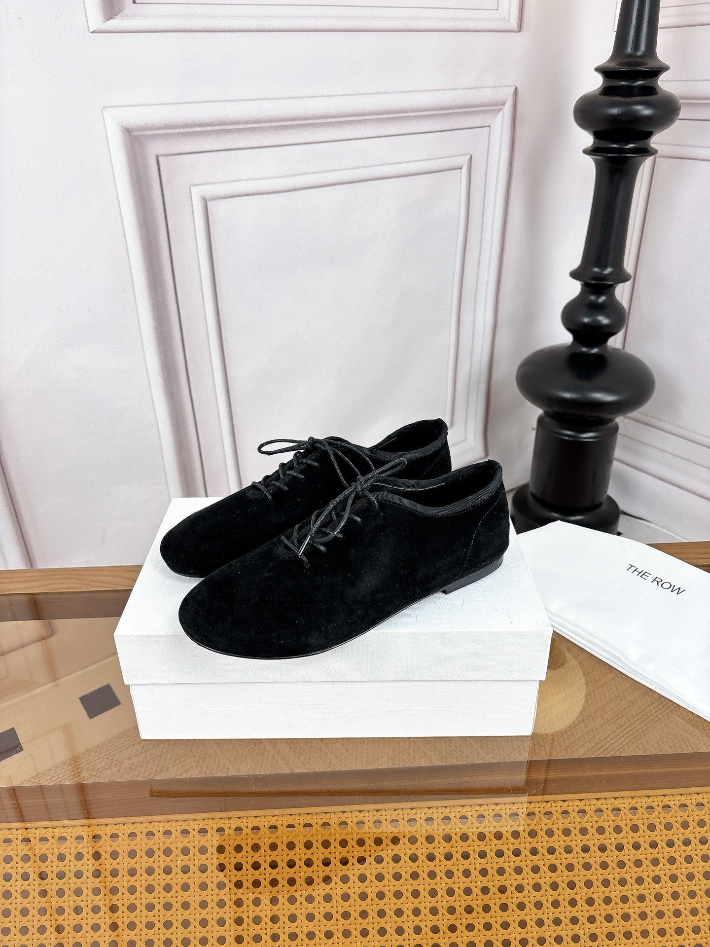 The Row Deep Mouth Slip-on Loafers Black Suede 931974