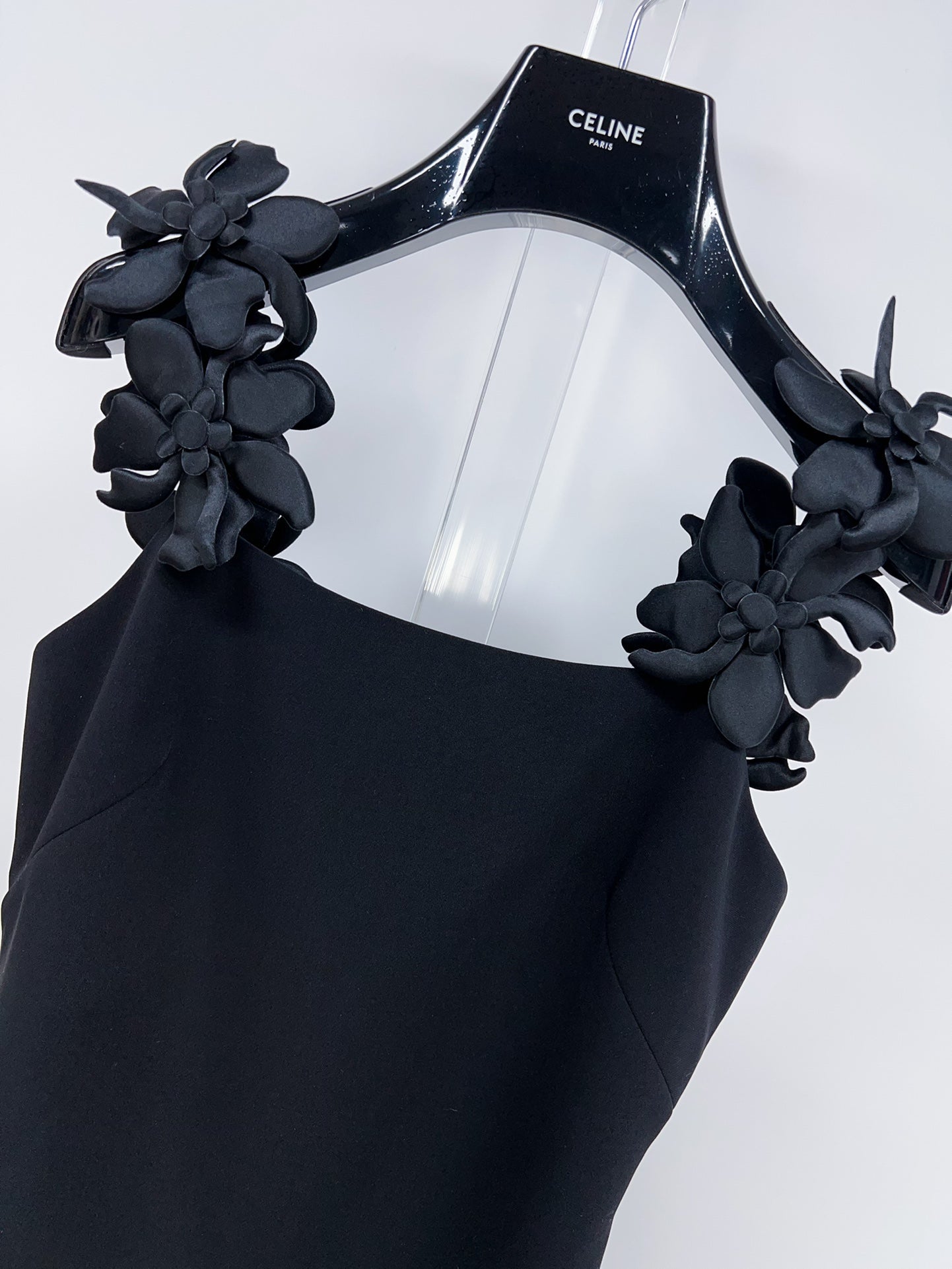 Valentino Embroidered Crepe Mini Dress Black 406129
