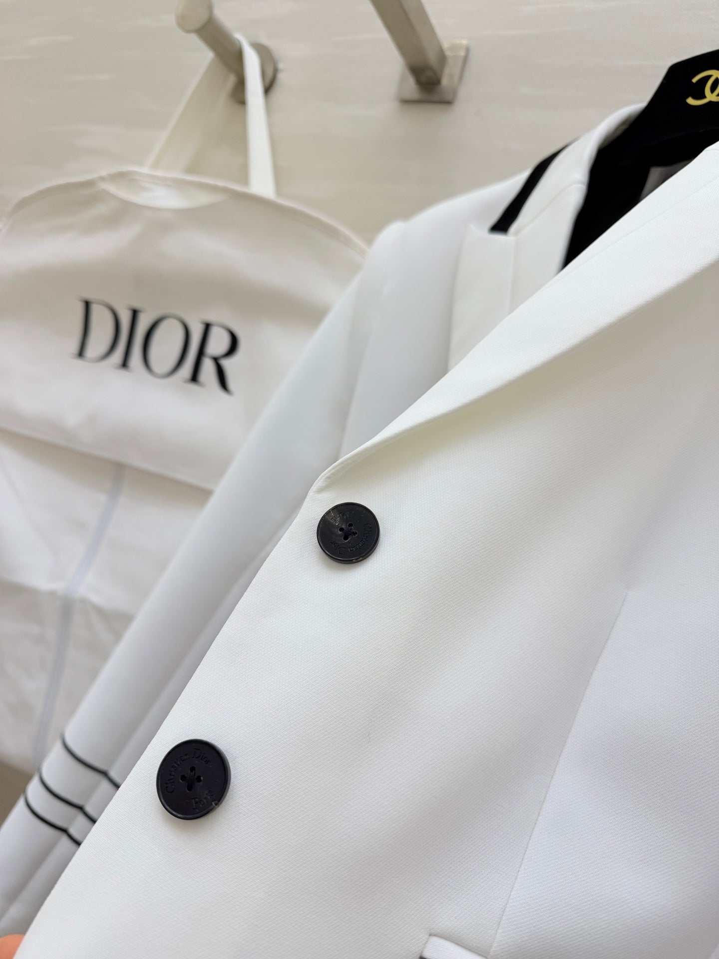 CD 26s Short Blazer White Wool Blend Fabric 855447