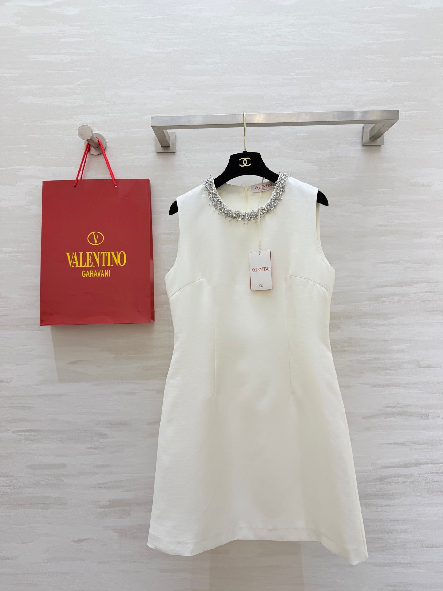 Valen Beaded Dress White Cotton 344754