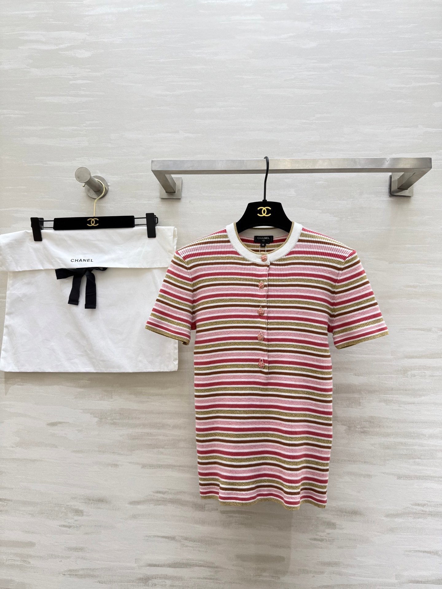 CC Button-down Striped Knit Sweater 344736