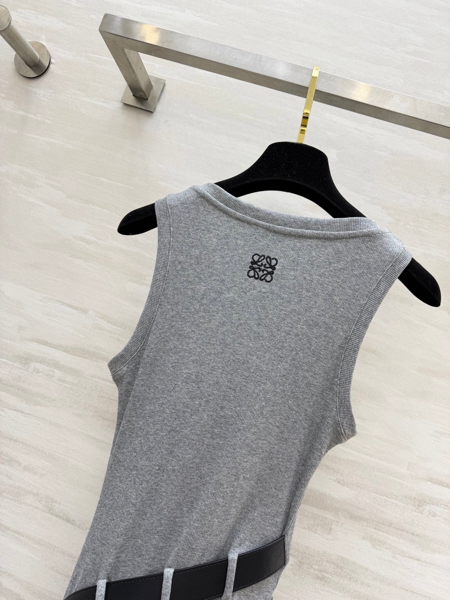 Loewe 26s Tank Dress With Belt Grey Cotton 363671