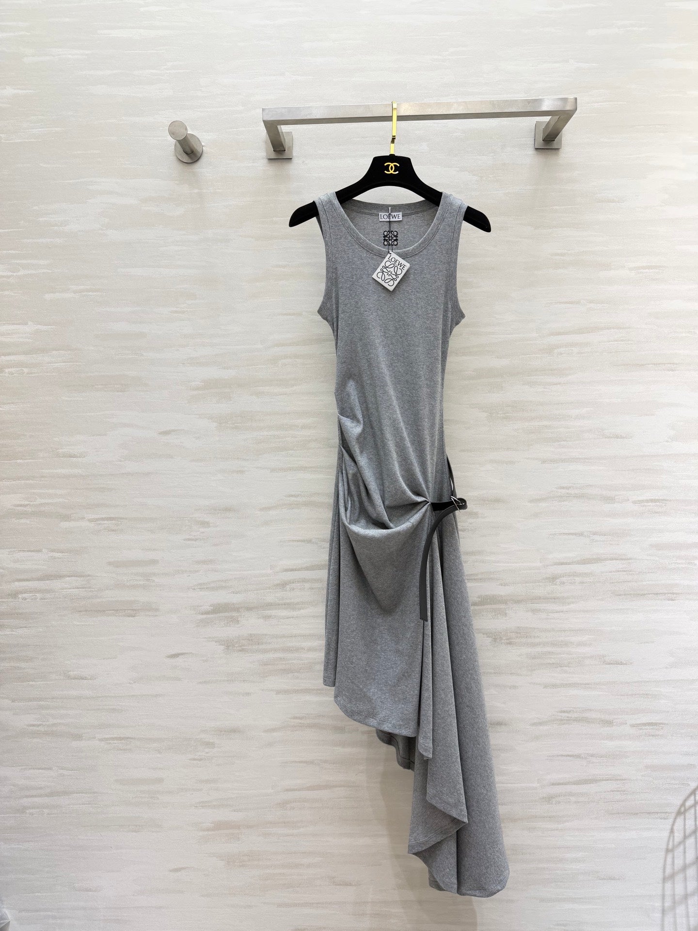 Loewe 26s Tank Dress With Belt Grey Cotton 363671