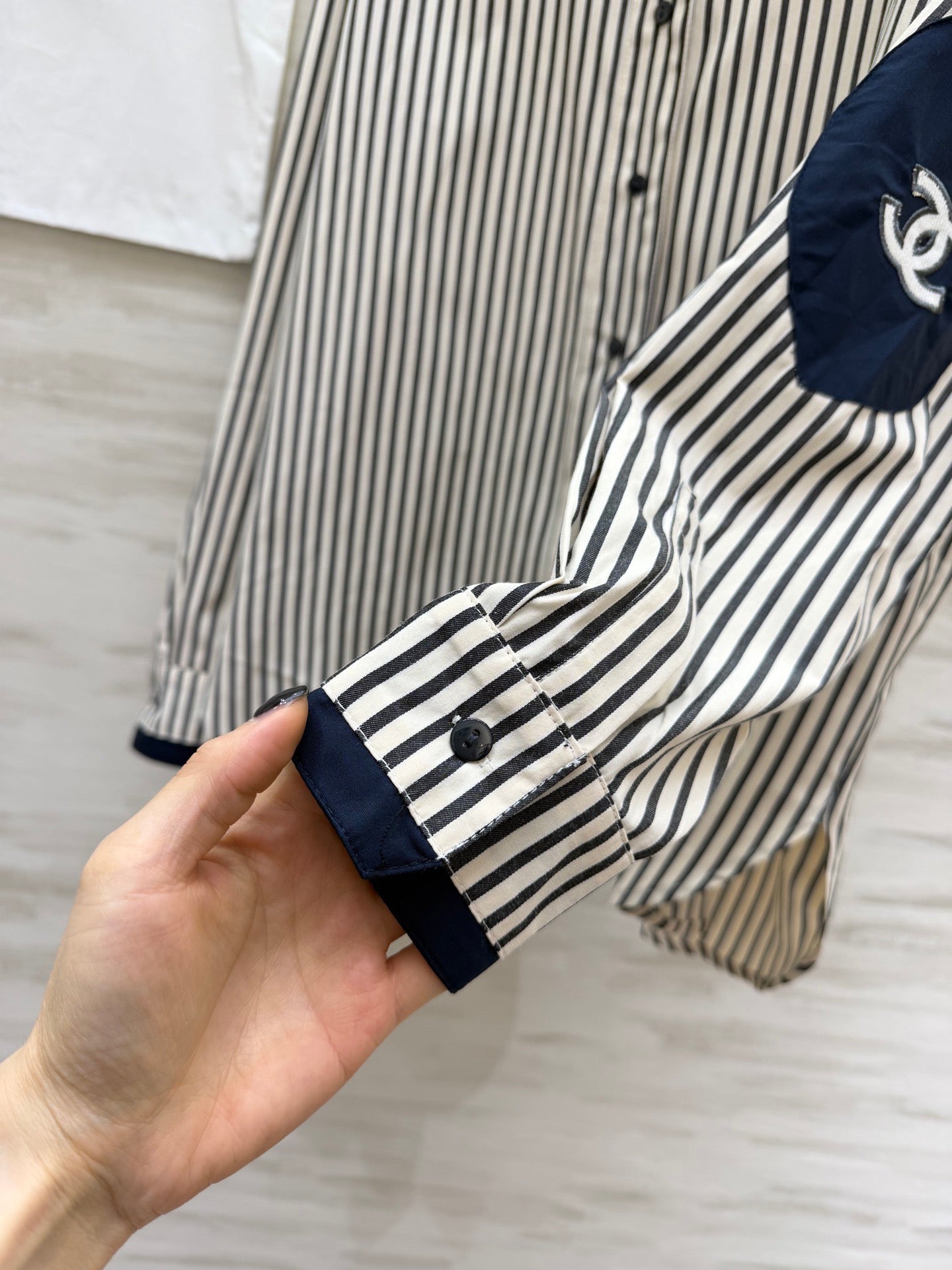 CC 26s Striped Shirt Black White Cotton Linen 363650