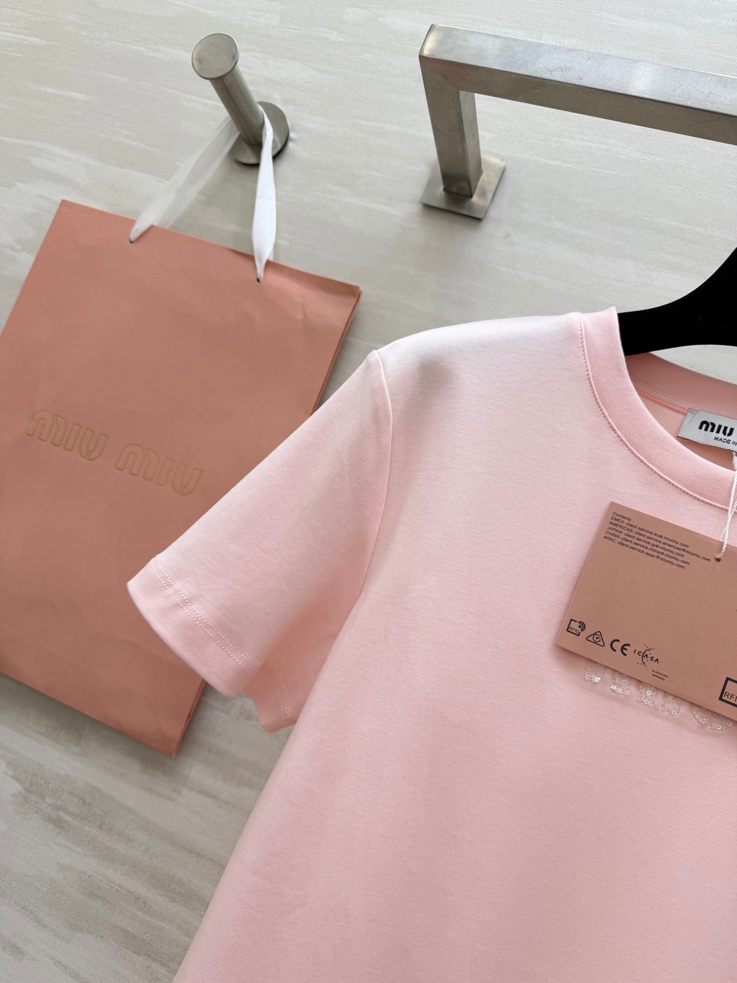 Miu 26s Short-Sleeve T-Shirt Light Pink Cotton 363639