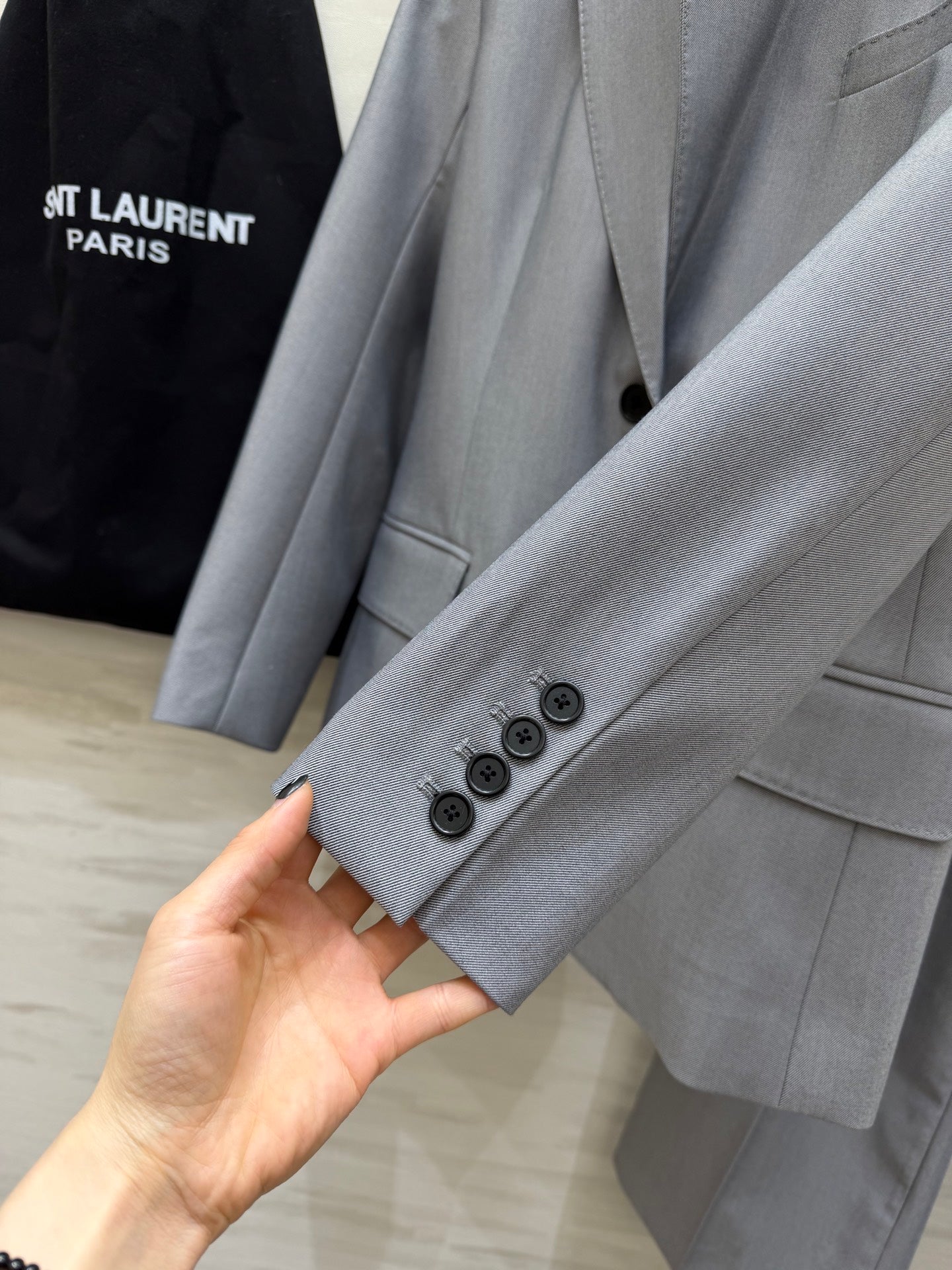 YSL 26s Suit Set Grey Wool 363619