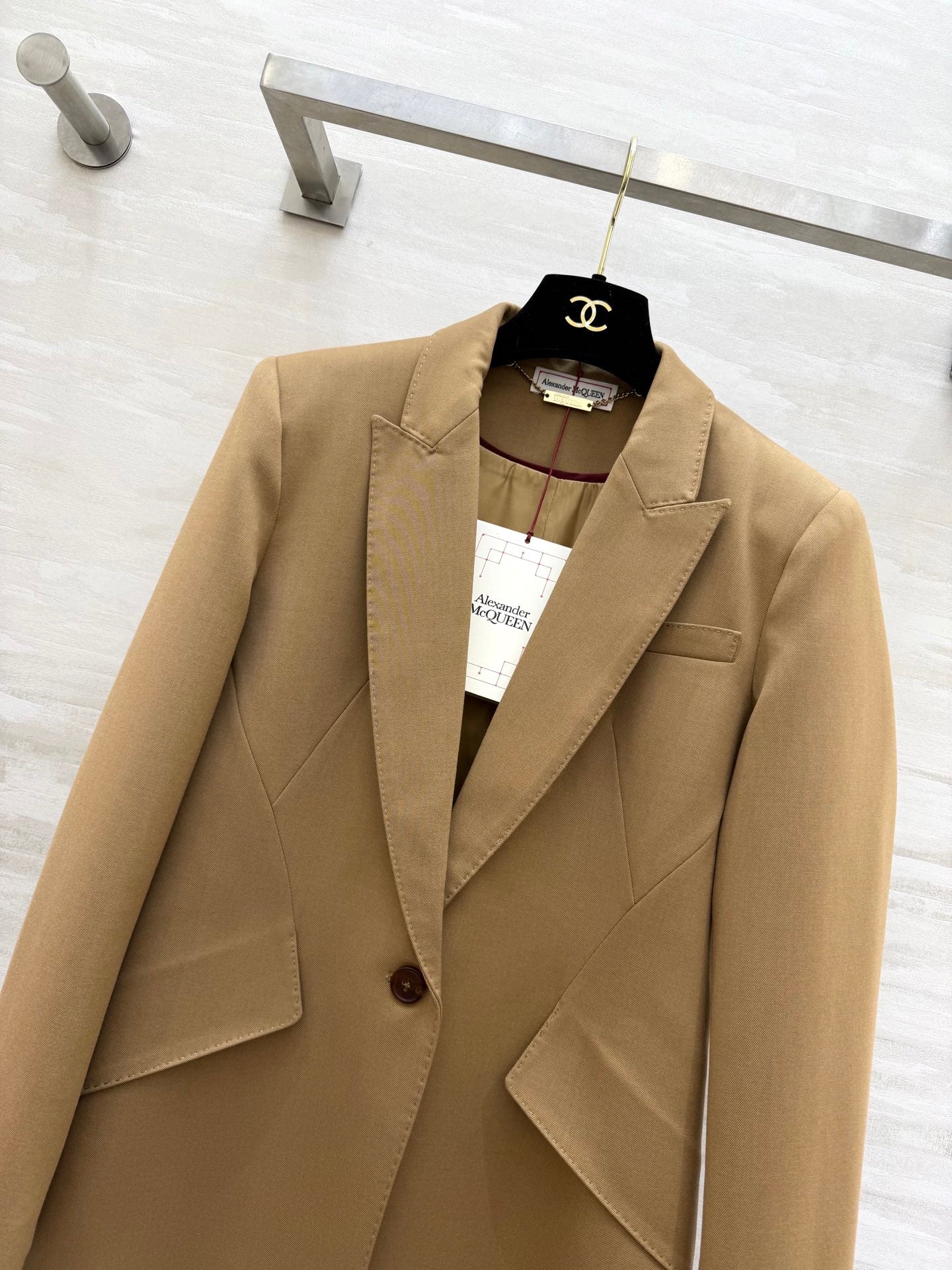 Alexander McQueen 26s Blazer Beige Wool 363610