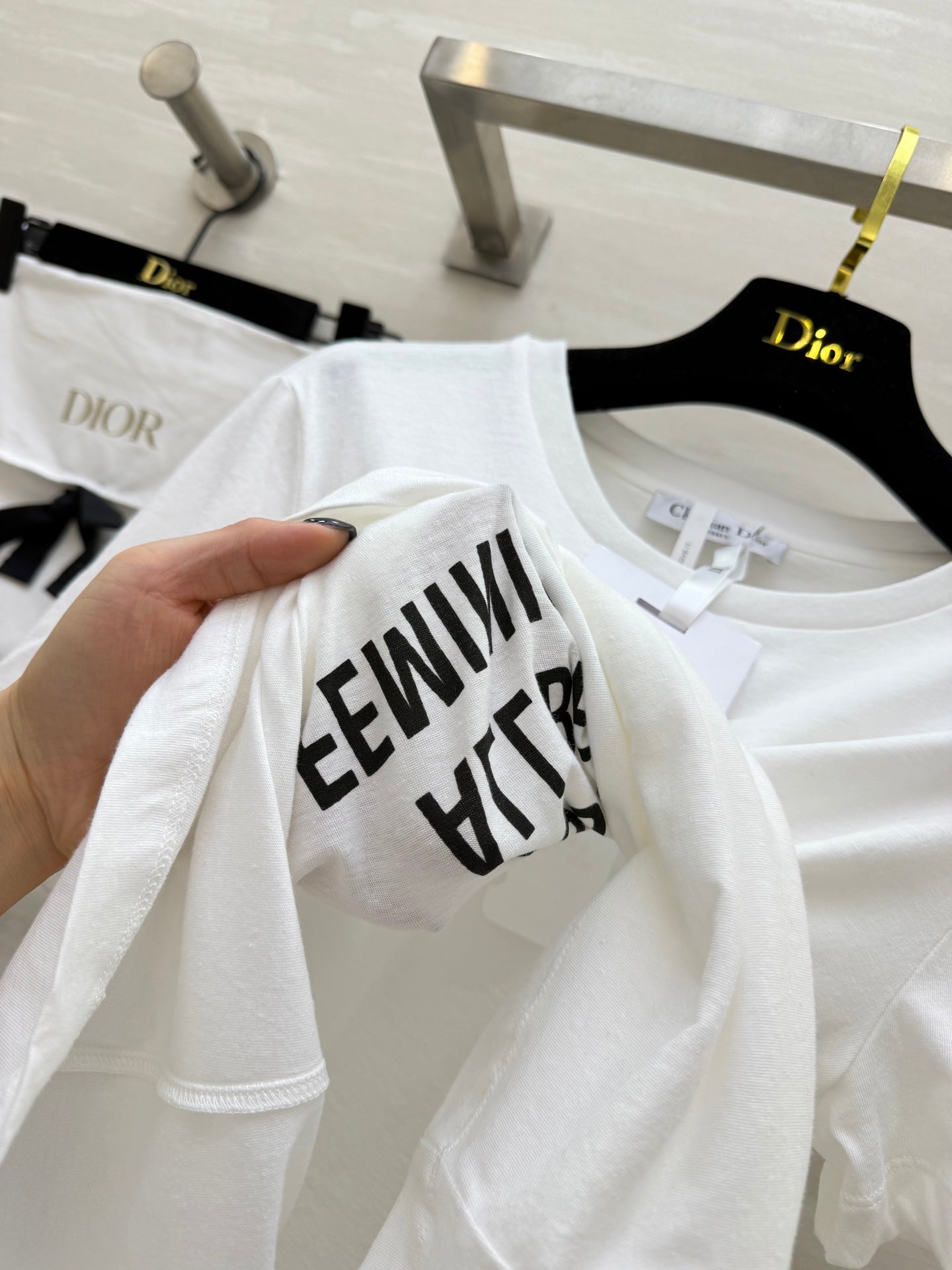 CD Feminist Slogan T-Shirt White Cotton Linen 363561