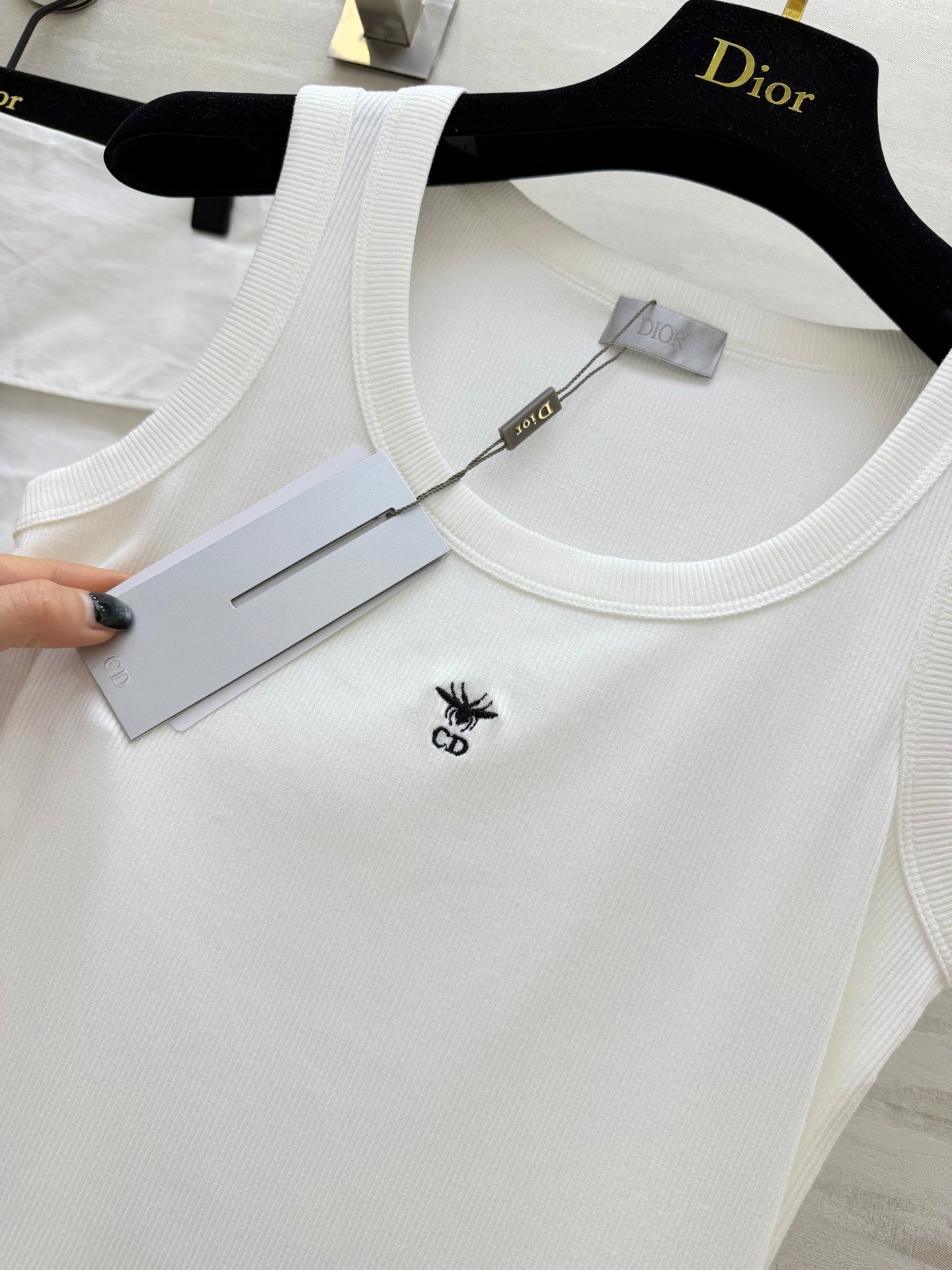 CD Dioriviera Tank Top White Cotton Linen 363553