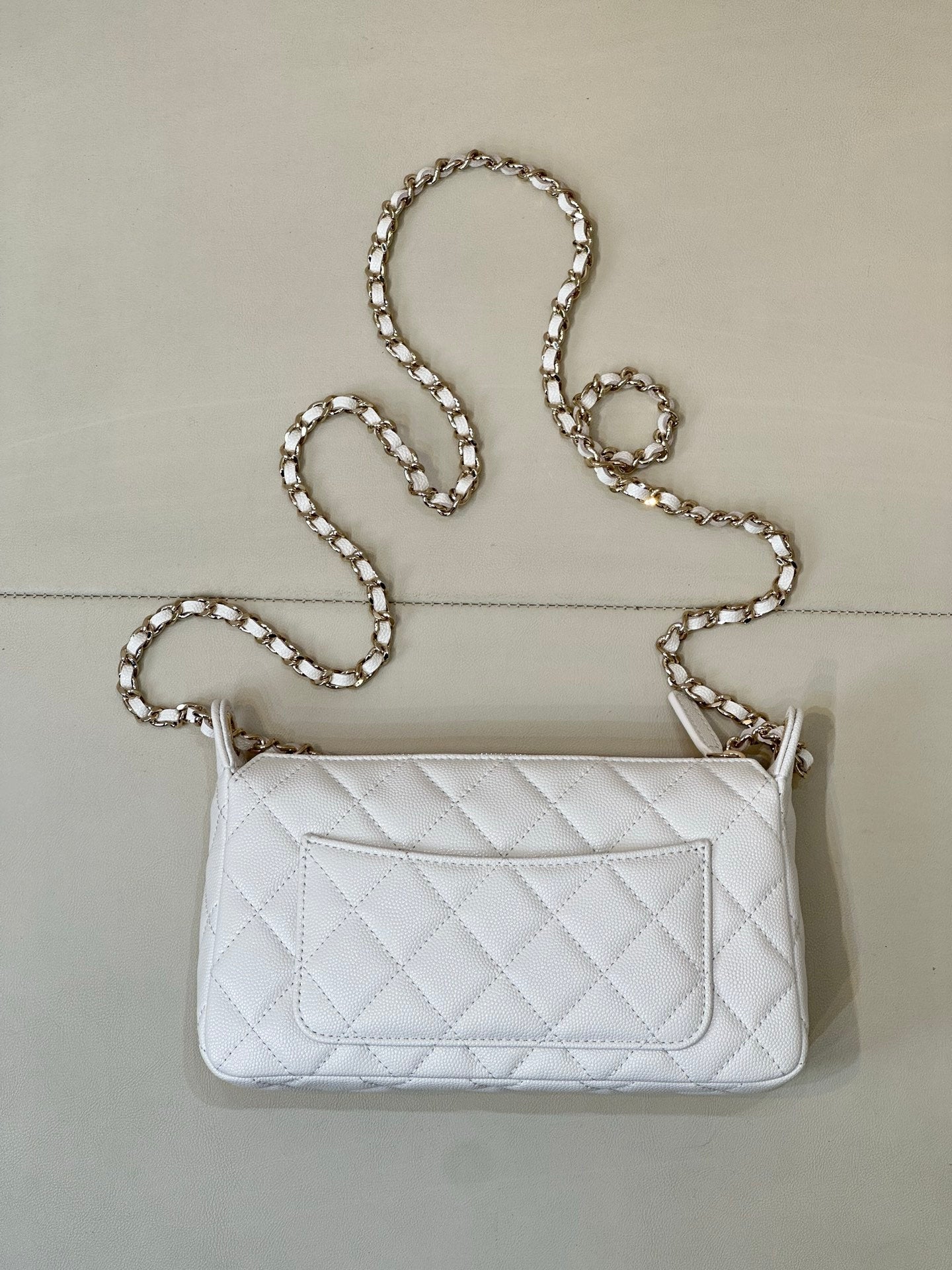 Chanel 26C Hobo Clutch White Caviar Leather