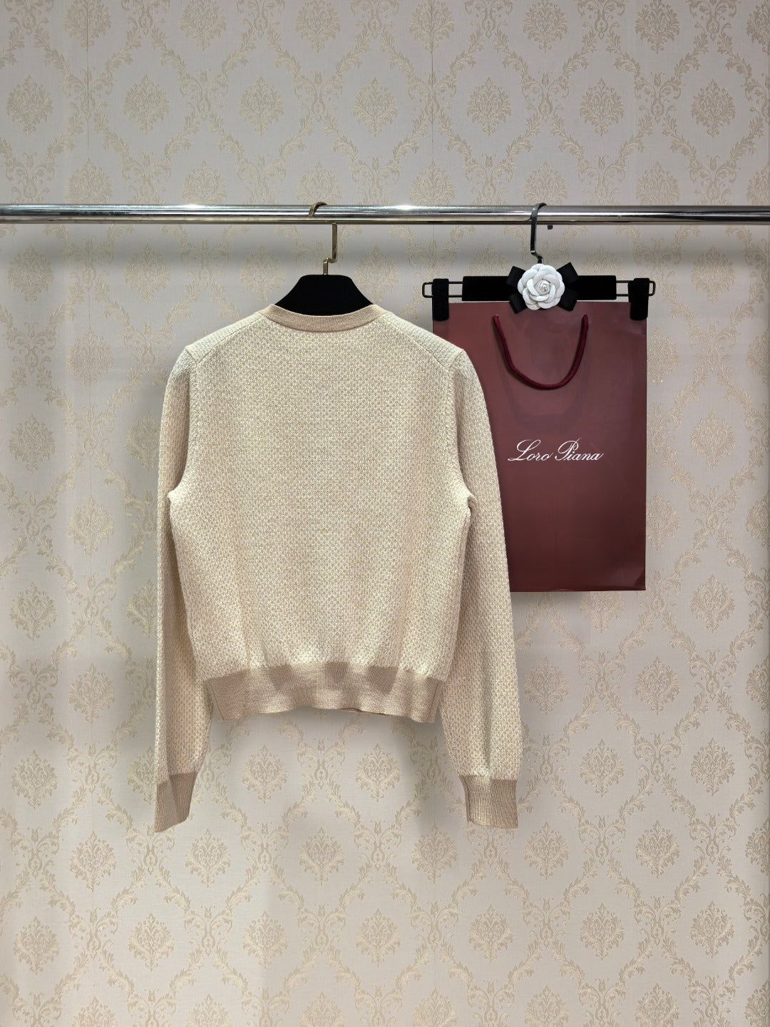 LP 26s Crew Neck Cardigan Beige Wool 424813