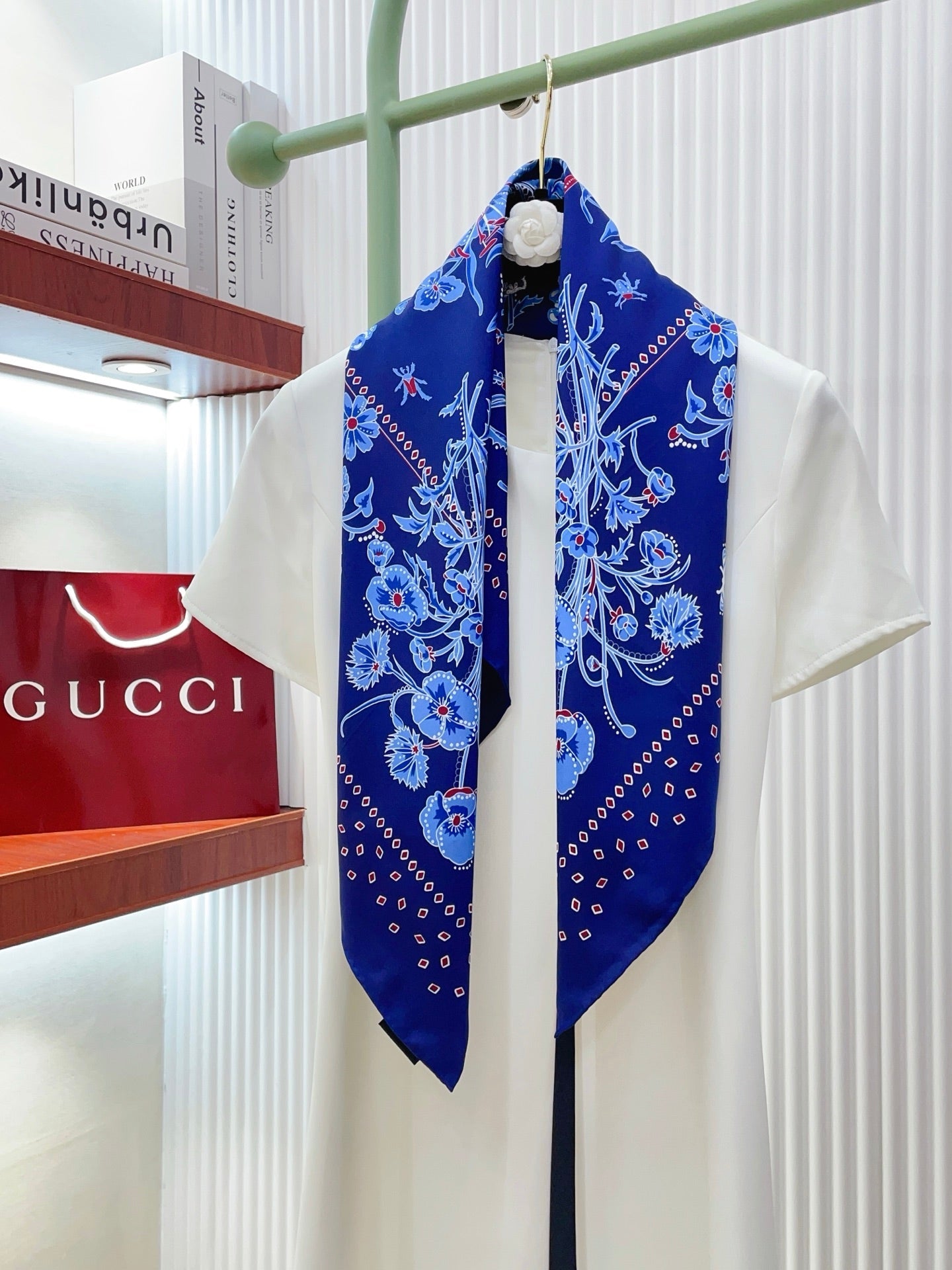 GG Scarf 90x90cm Blue Colorful Silk Twill 209919