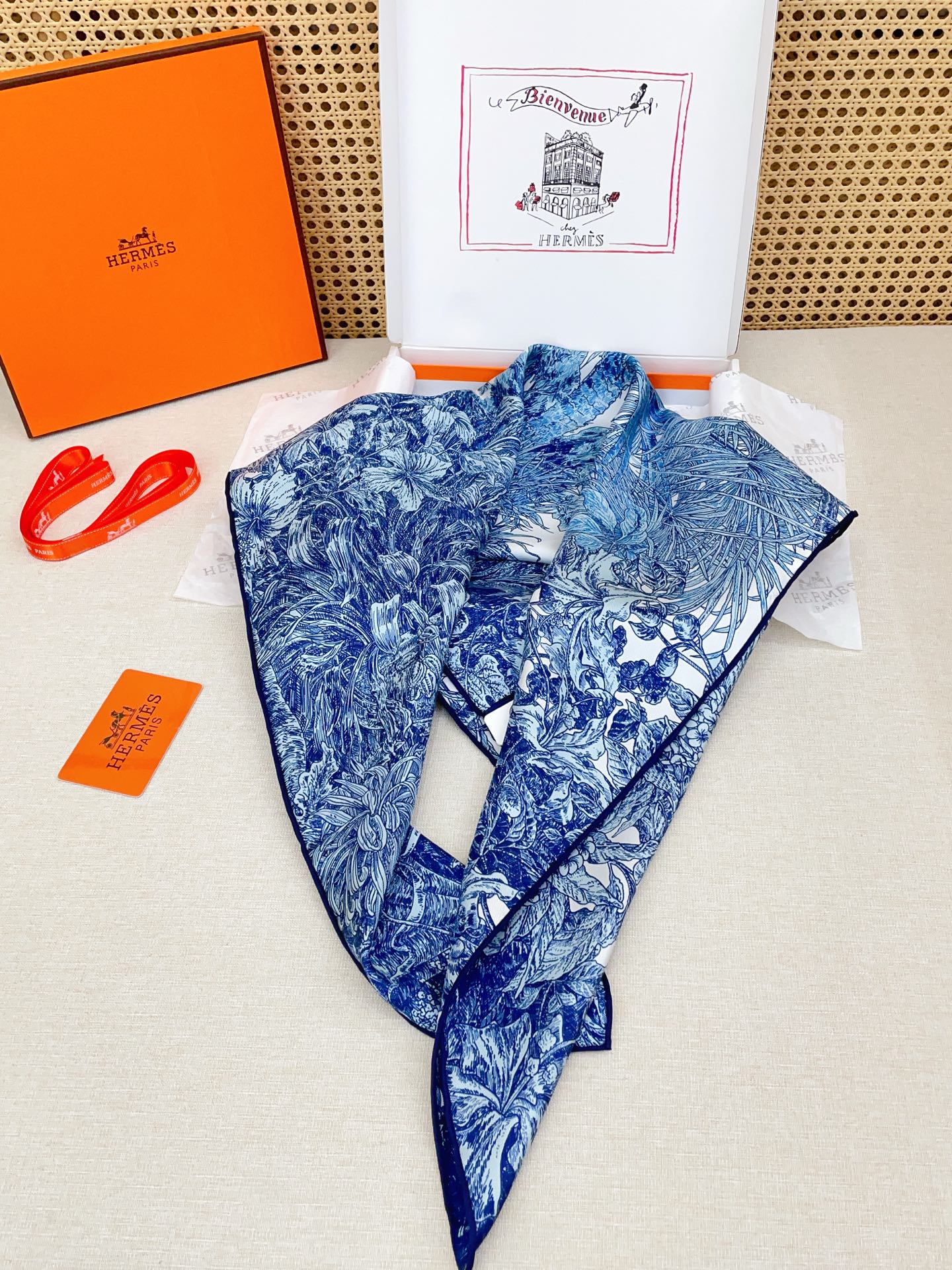 HM All'Orto Botanico Scarf 90x90cm Blue Colorful Silk Twill 209929