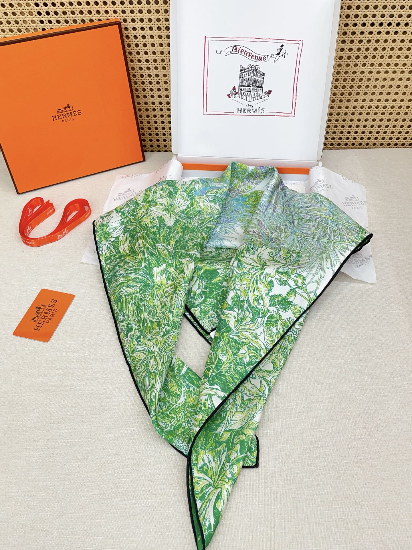 HM All'Orto Botanico Scarf 90x90cm Green Colorful Silk Twill 209930
