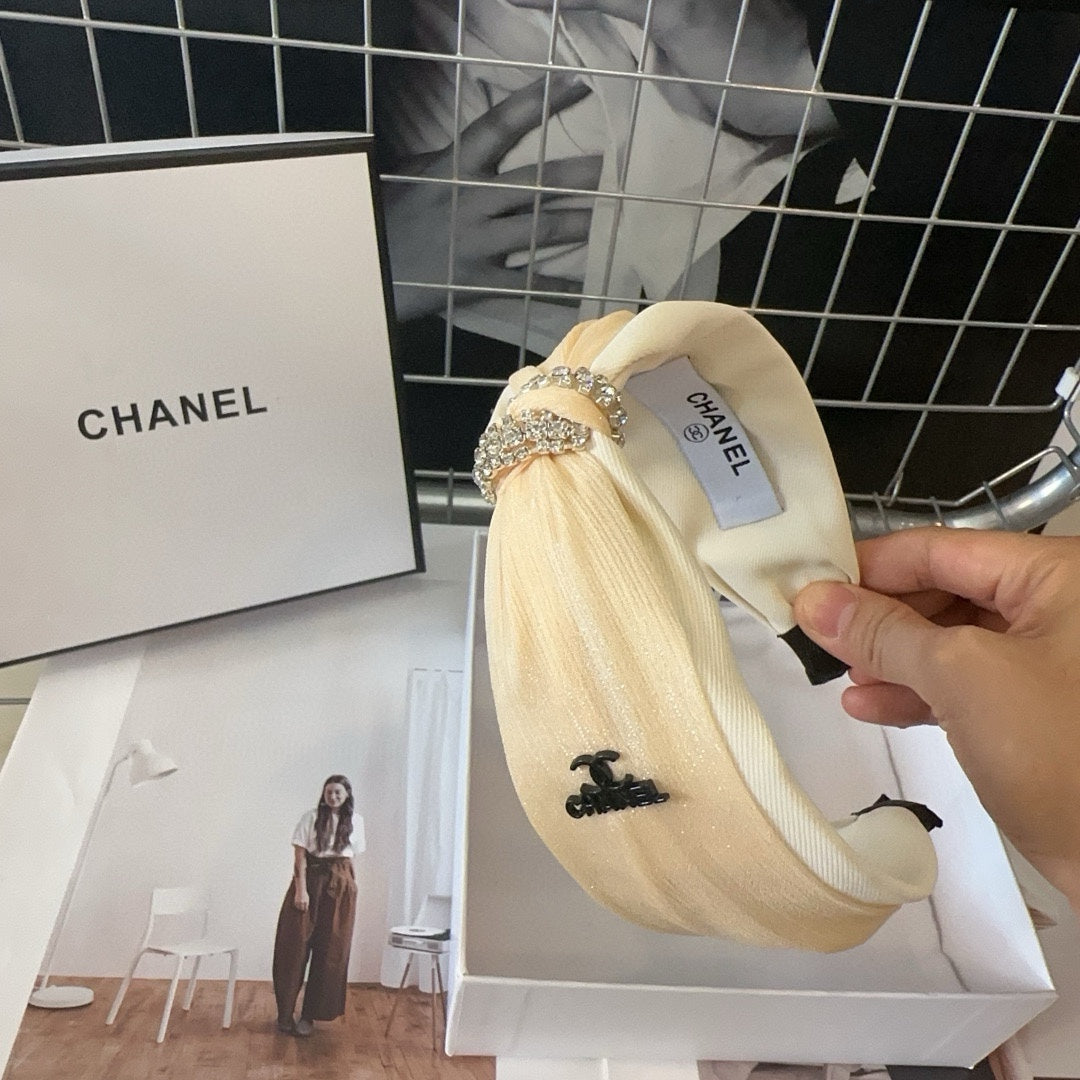 BEIGE CREAM SILK AND FABRIC HAIRBAND 410876