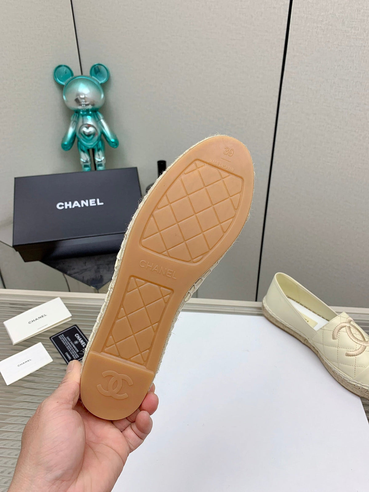 CC 26s Espadrilles Flats Beige Lambskin Leather 163528
