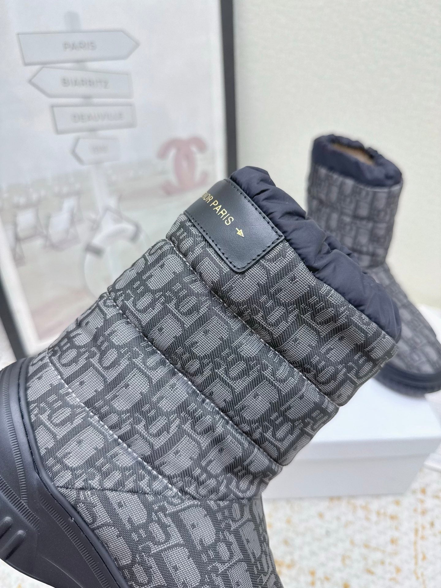 CD Alps Frost Ankle Boot Black Oblique Quilted Nylon 530133
