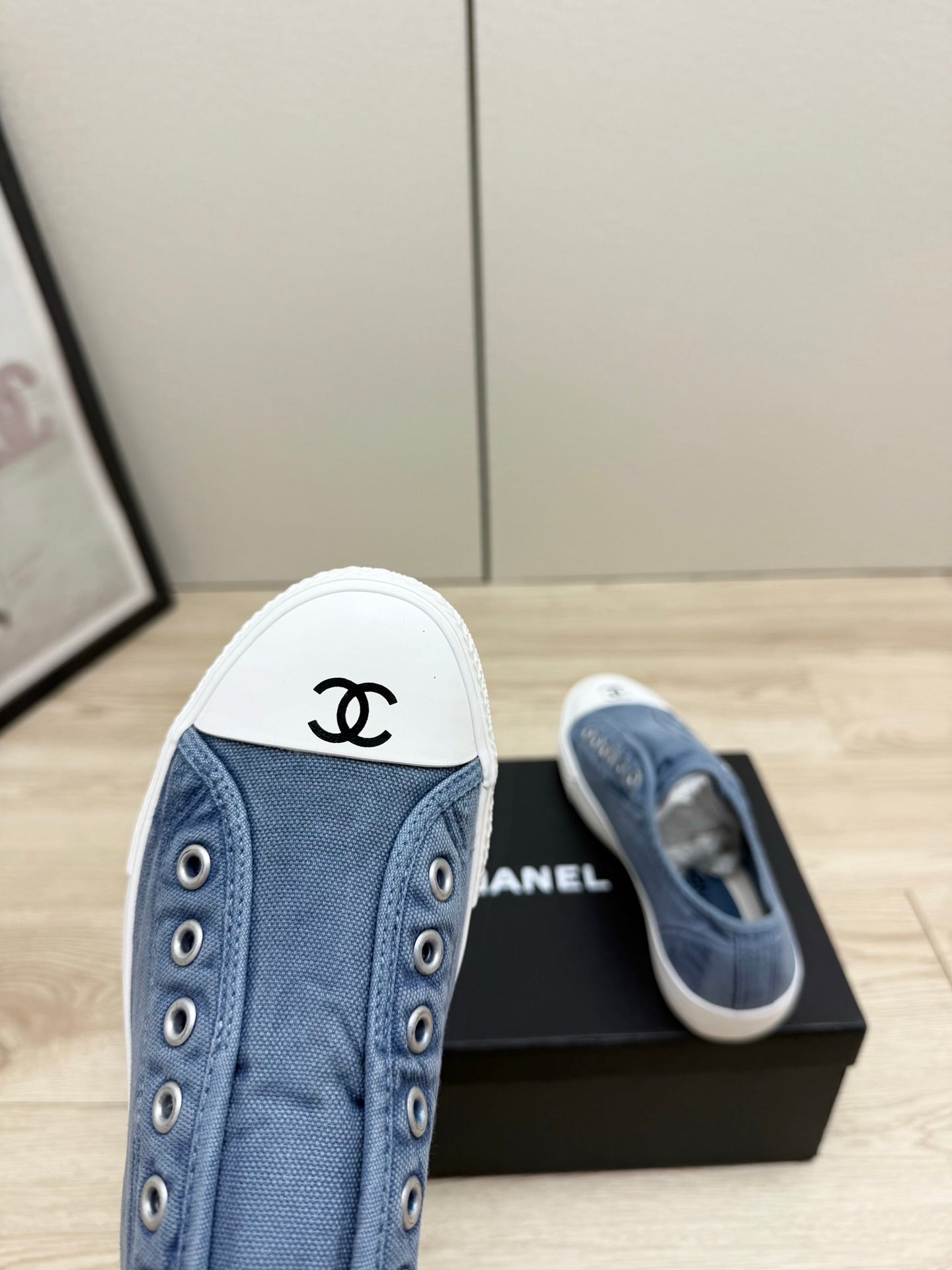 CC 26s Laceless Sneakers White Blue Canvas Rubber 940857