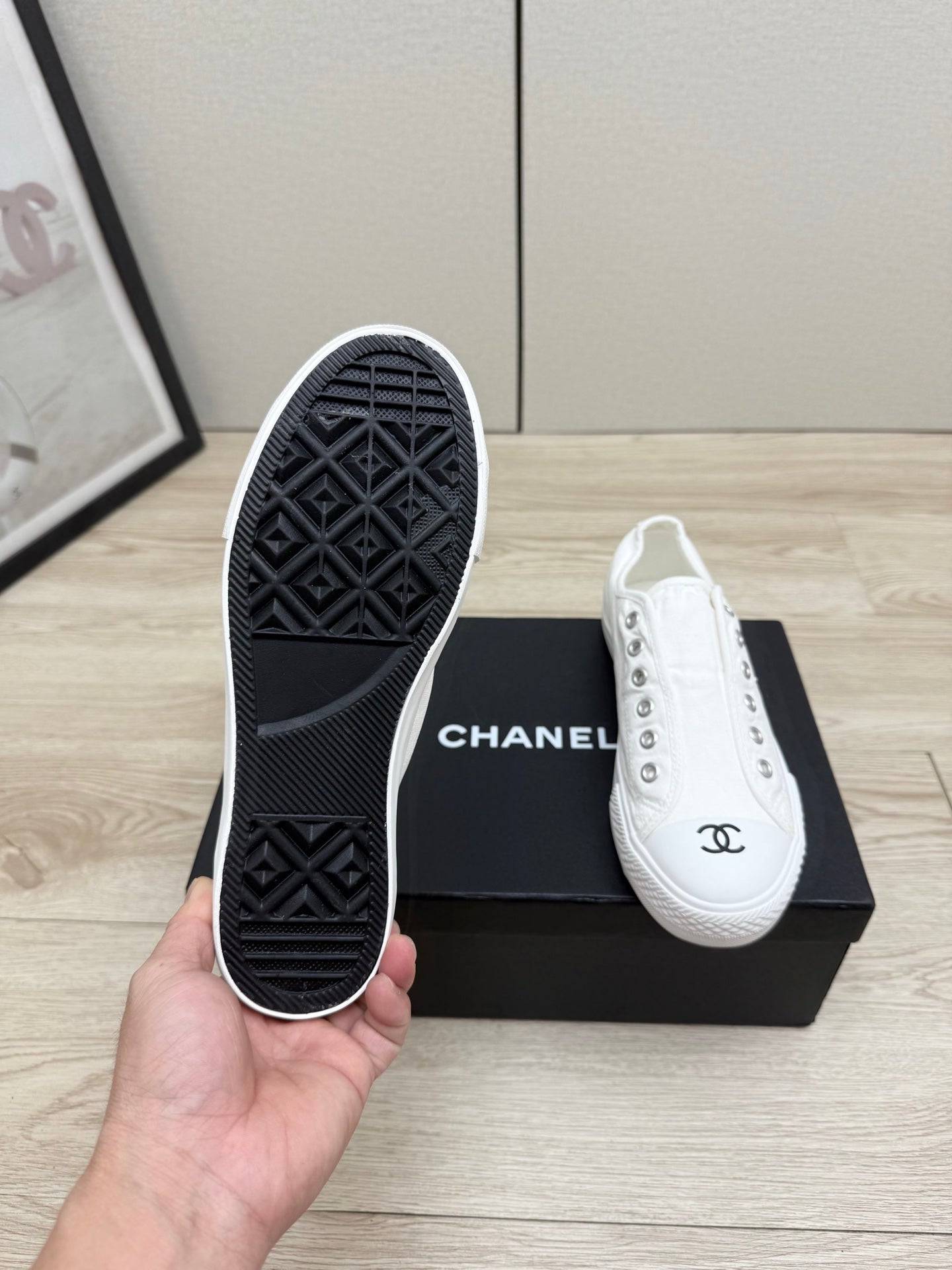CC 26s Laceless Sneakers White Canvas Rubber 940857