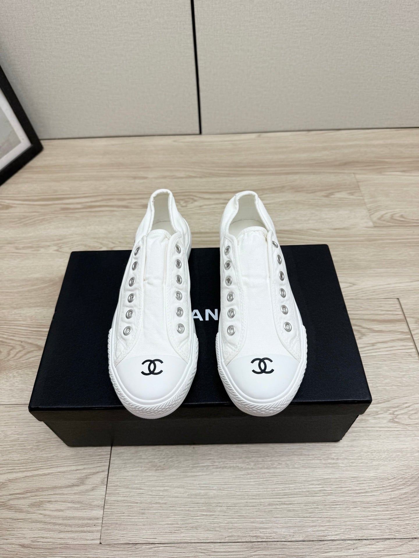 CC 26s Laceless Sneakers White Canvas Rubber 940857