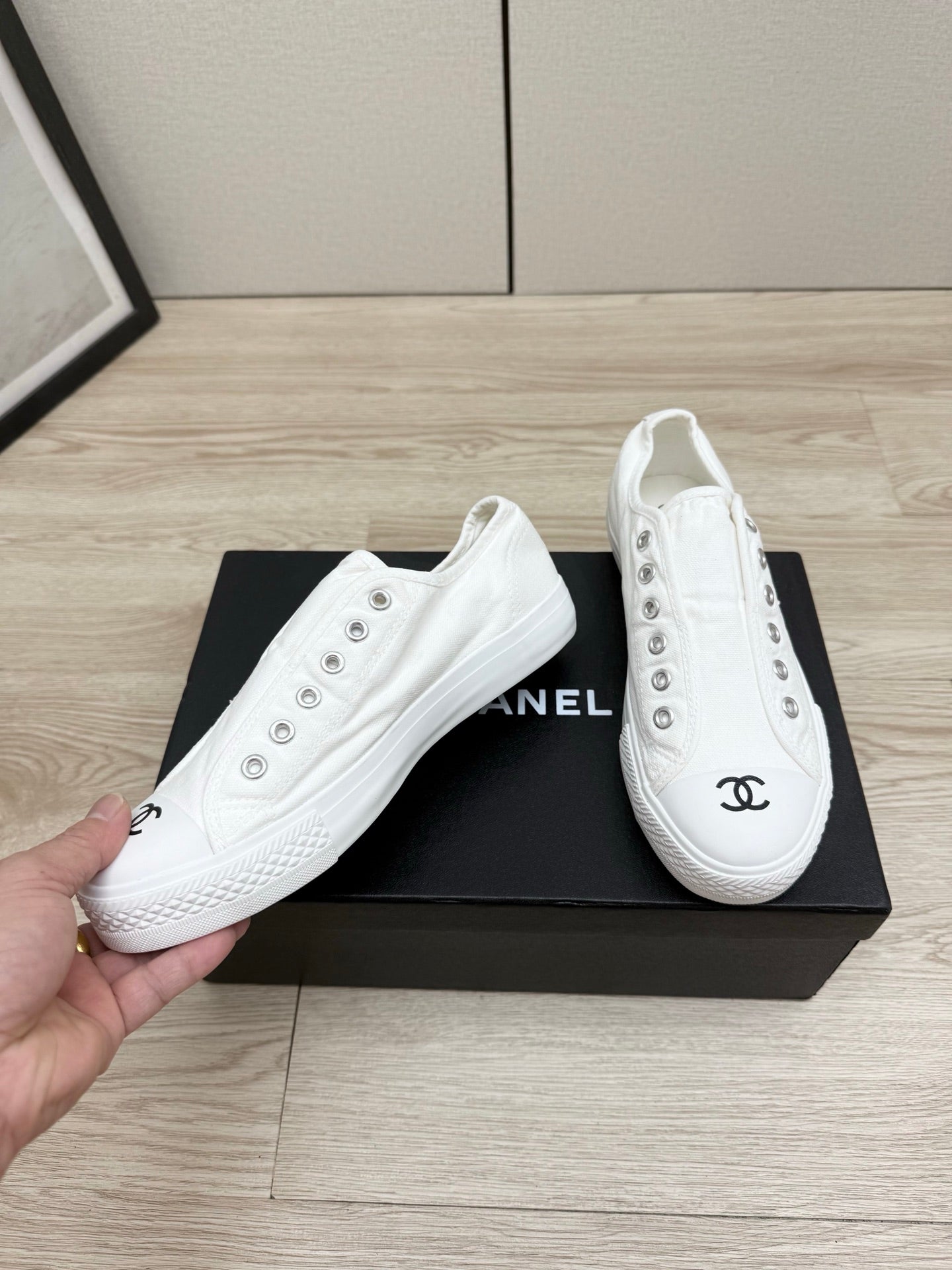CC 26s Laceless Sneakers White Canvas Rubber 940857