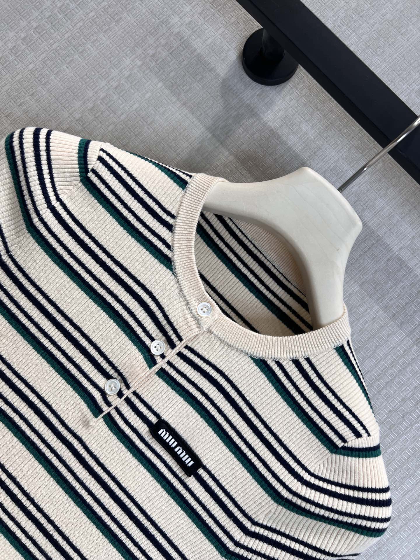 Miu 26s Striped Knit Top Cotton 370146