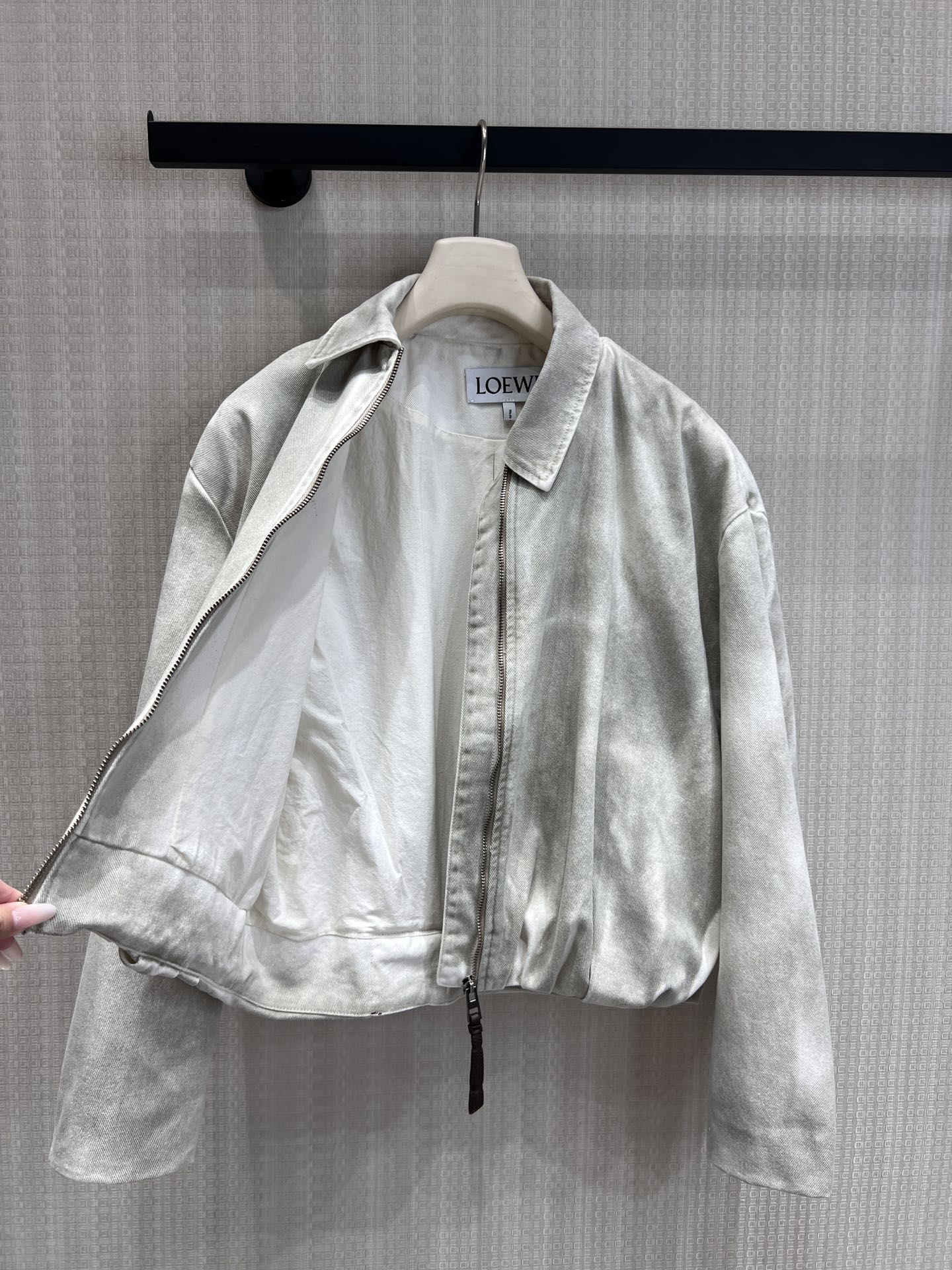 Loewe 26s Draped Jacket Light Grey Cotton 370171