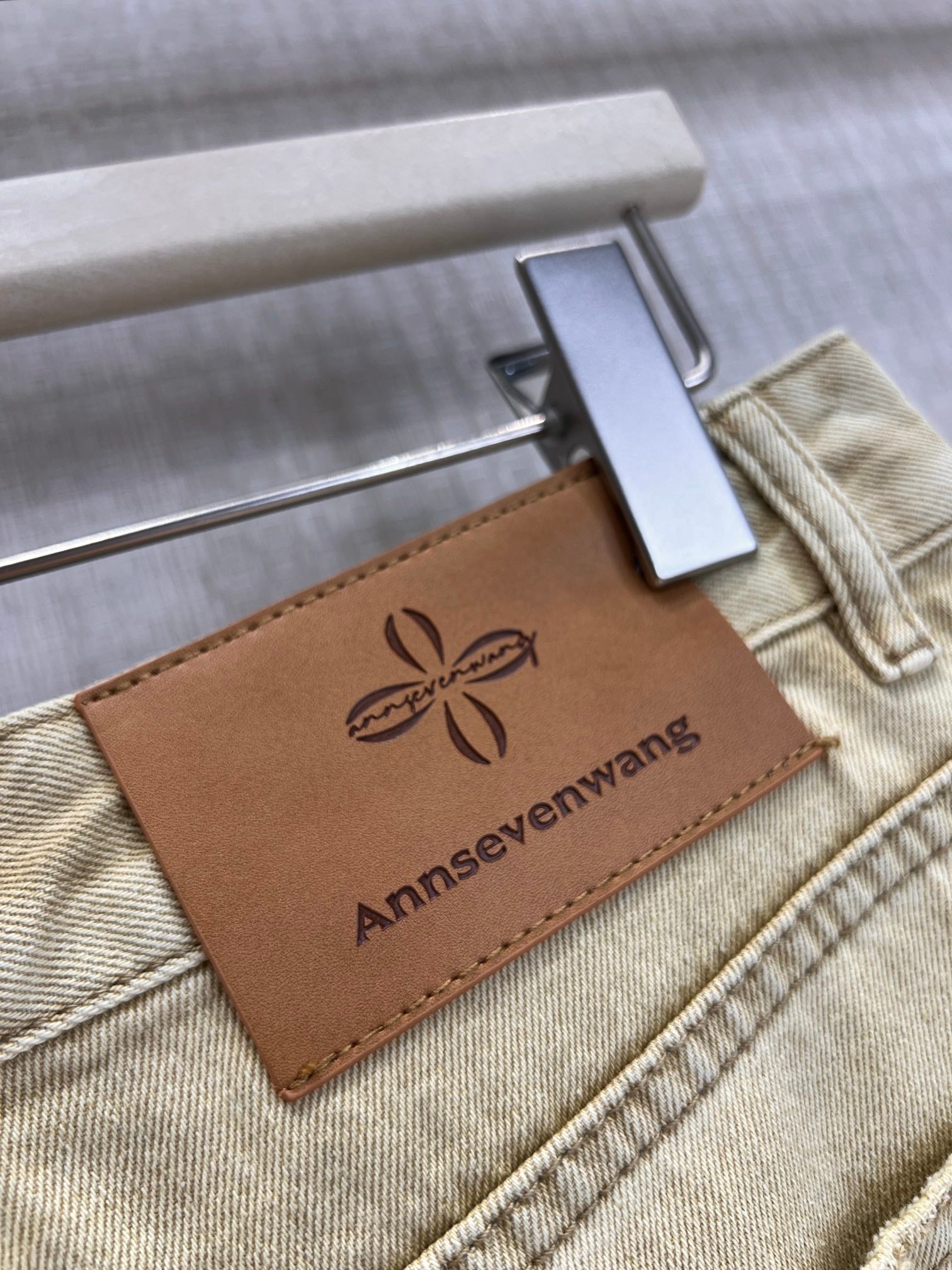 Annsevenwang Short Light Yellow Denim