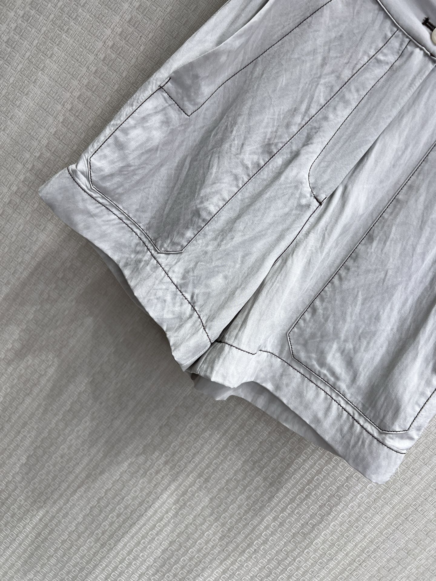 Prada Chambray Jersey Short White Grey Cotton