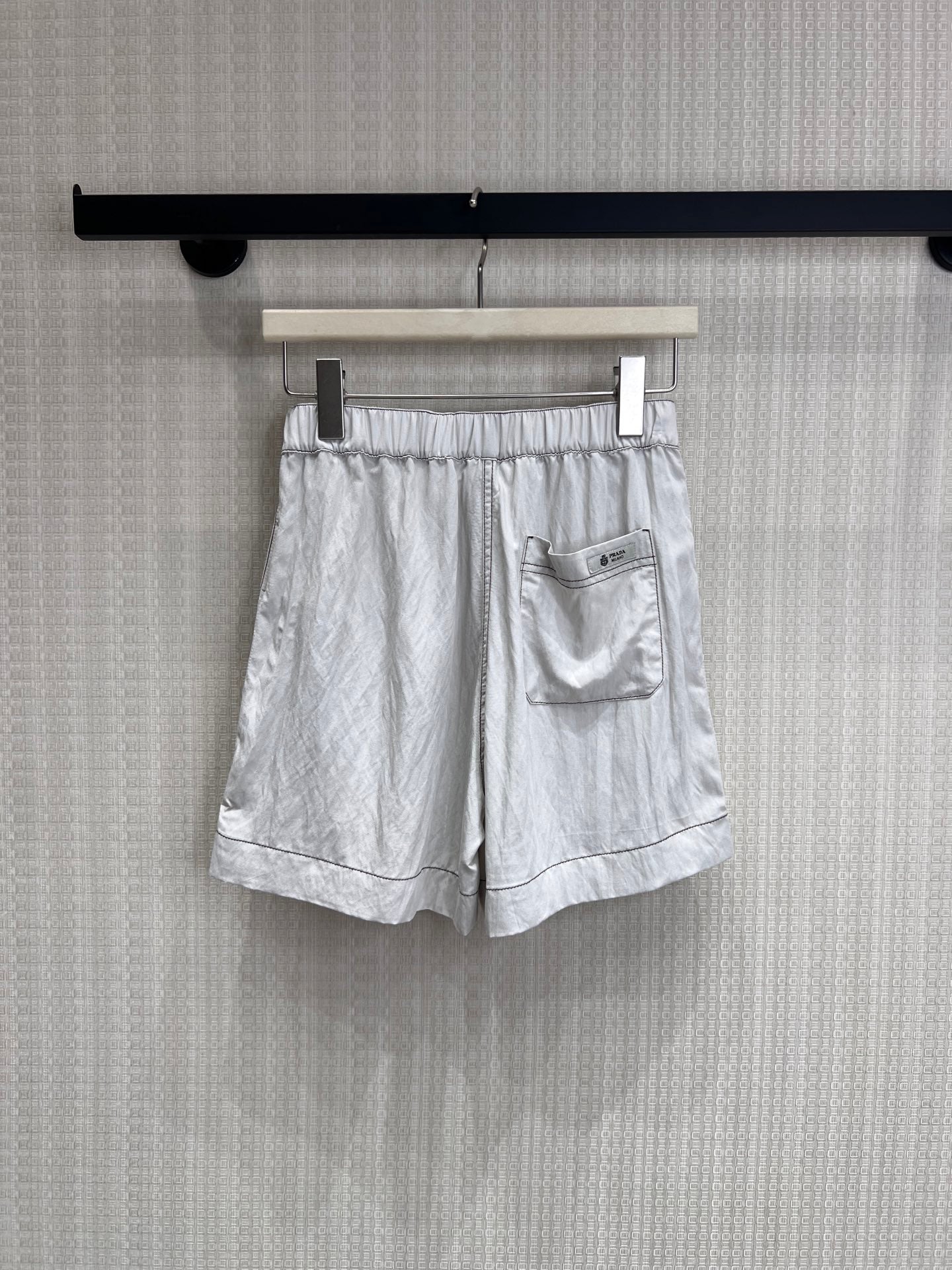 Prada Chambray Jersey Short White Grey Cotton