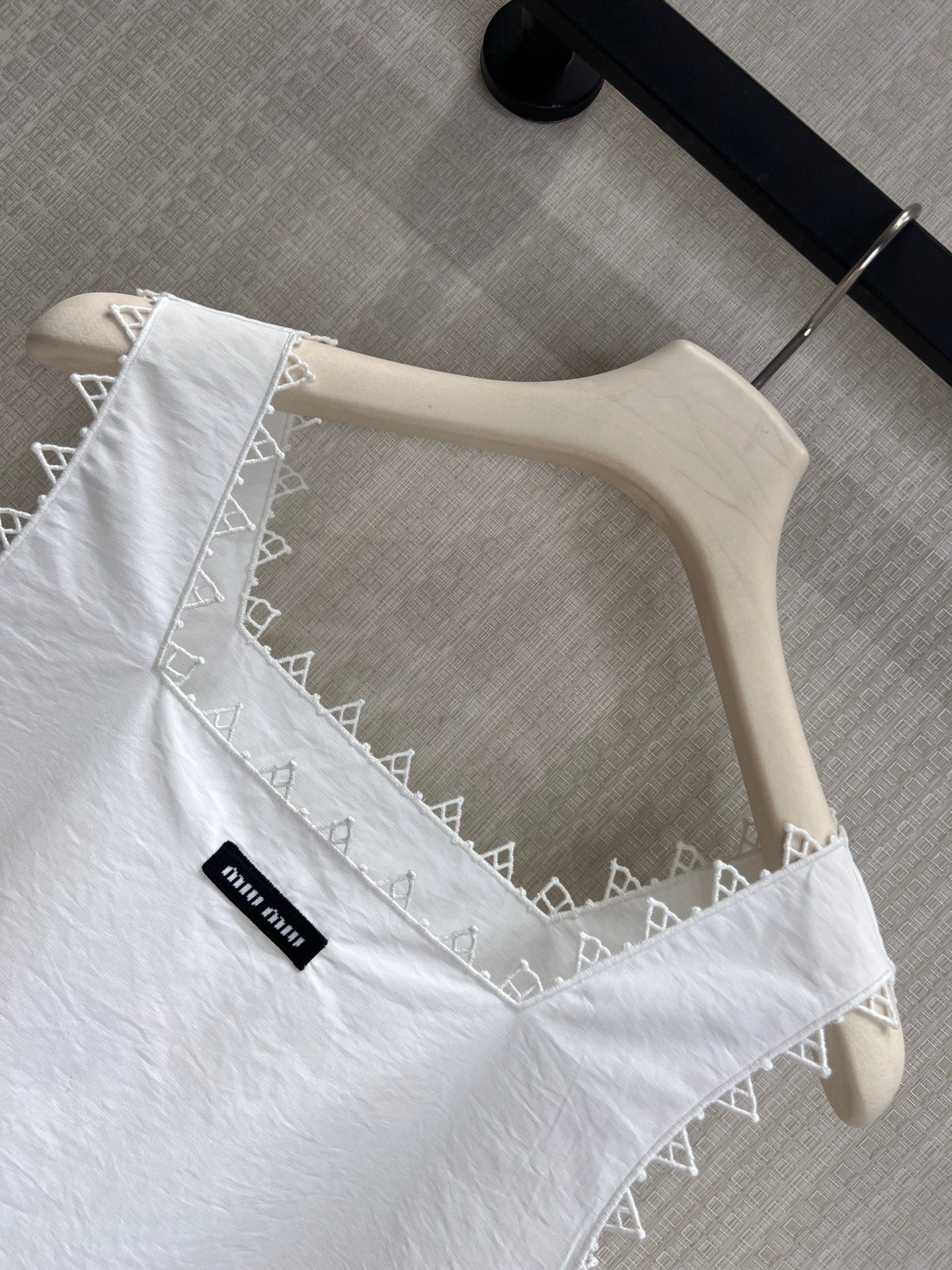 Miu Embroidered Poplin Mini-Dress White Cotton