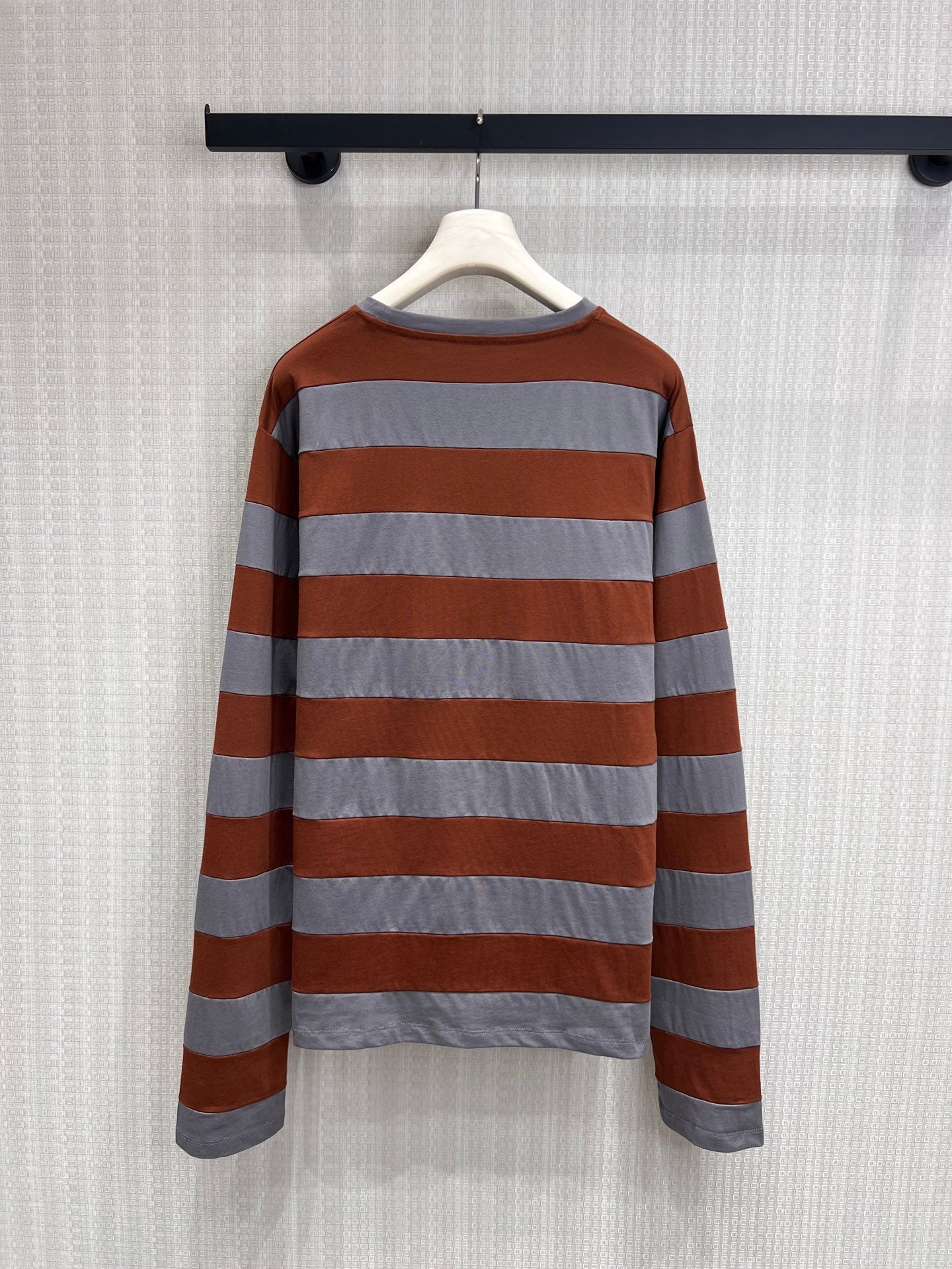Miu Striped Jersey Sweatshirt Brown Grey Cotton