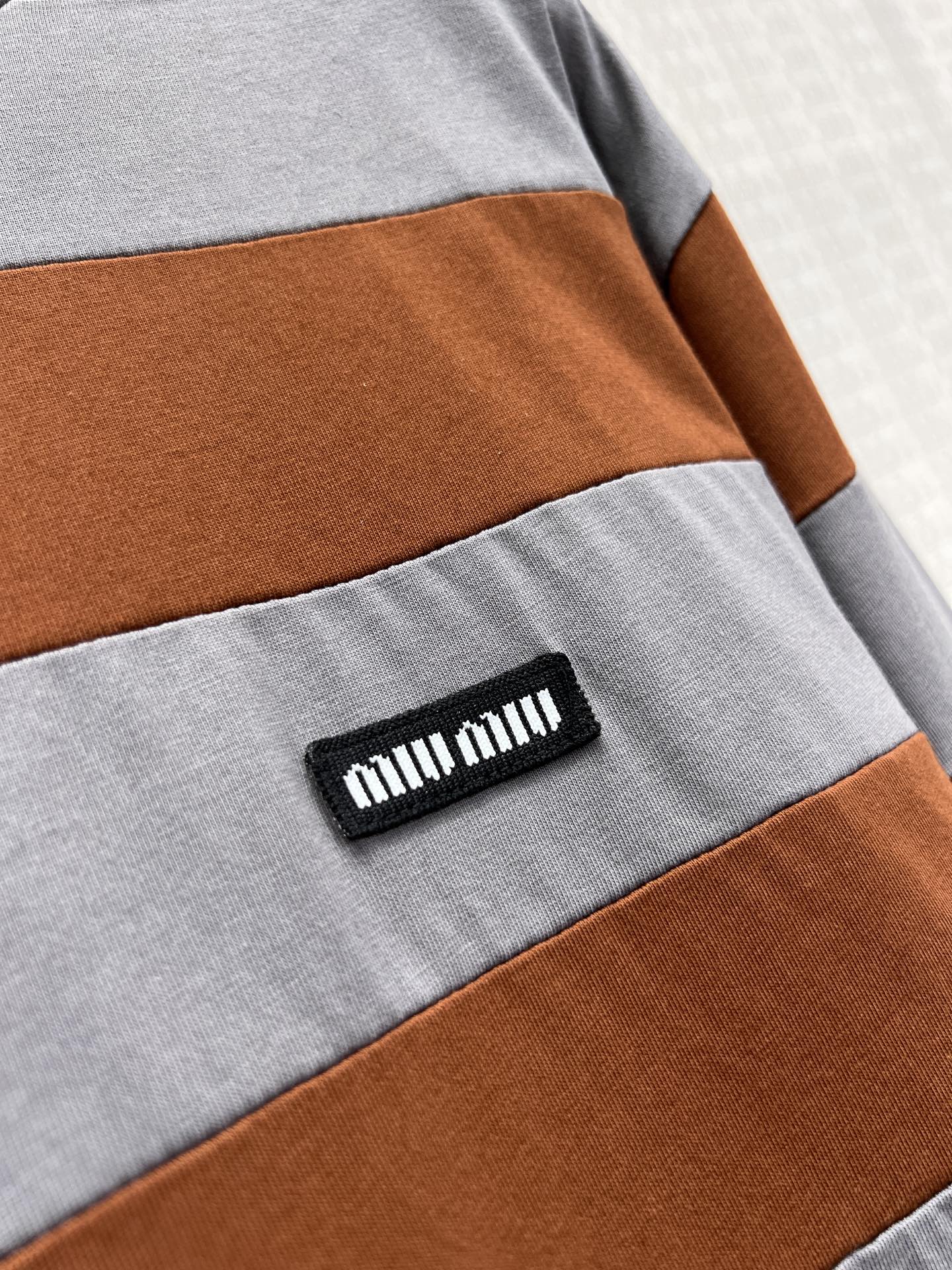 Miu Striped Jersey Sweatshirt Brown Grey Cotton