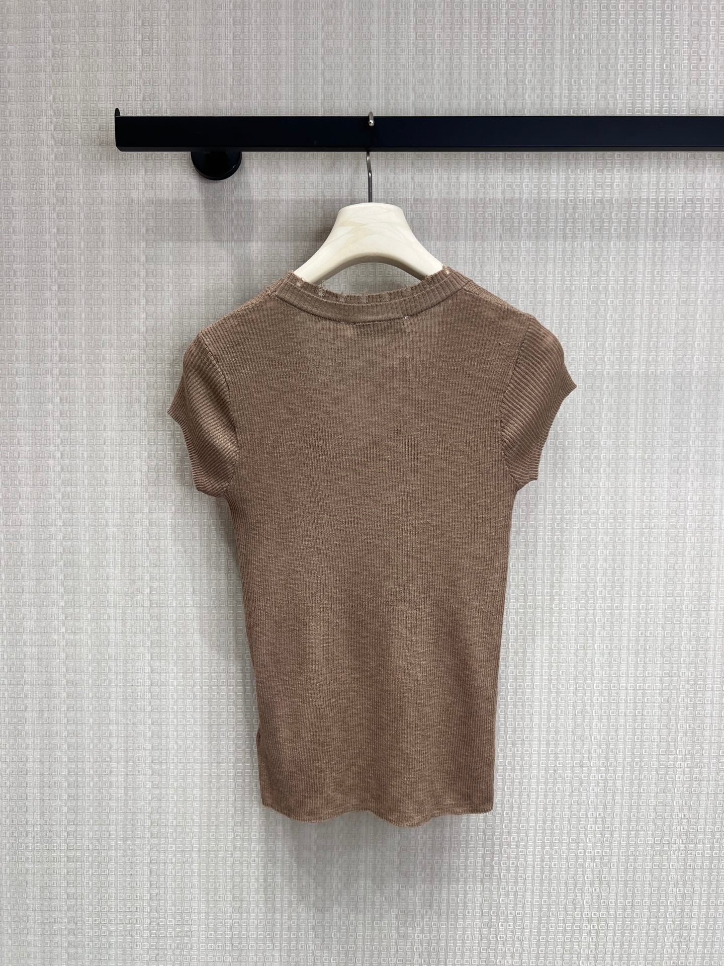 CD 2026 Short-Sleeve Top Brown Ribbed Knit