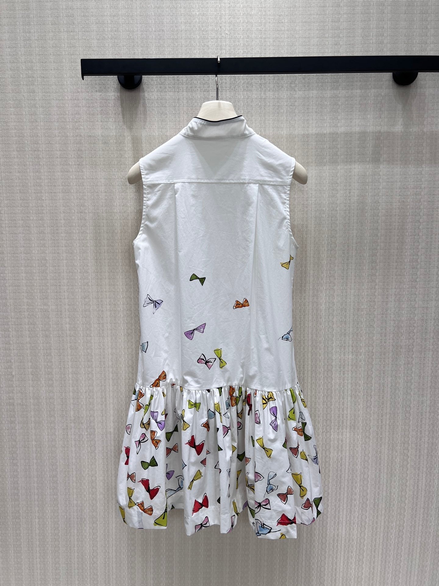 CD 26s Dioriviera Short Flared Dress White Multicolor Cotton 402806