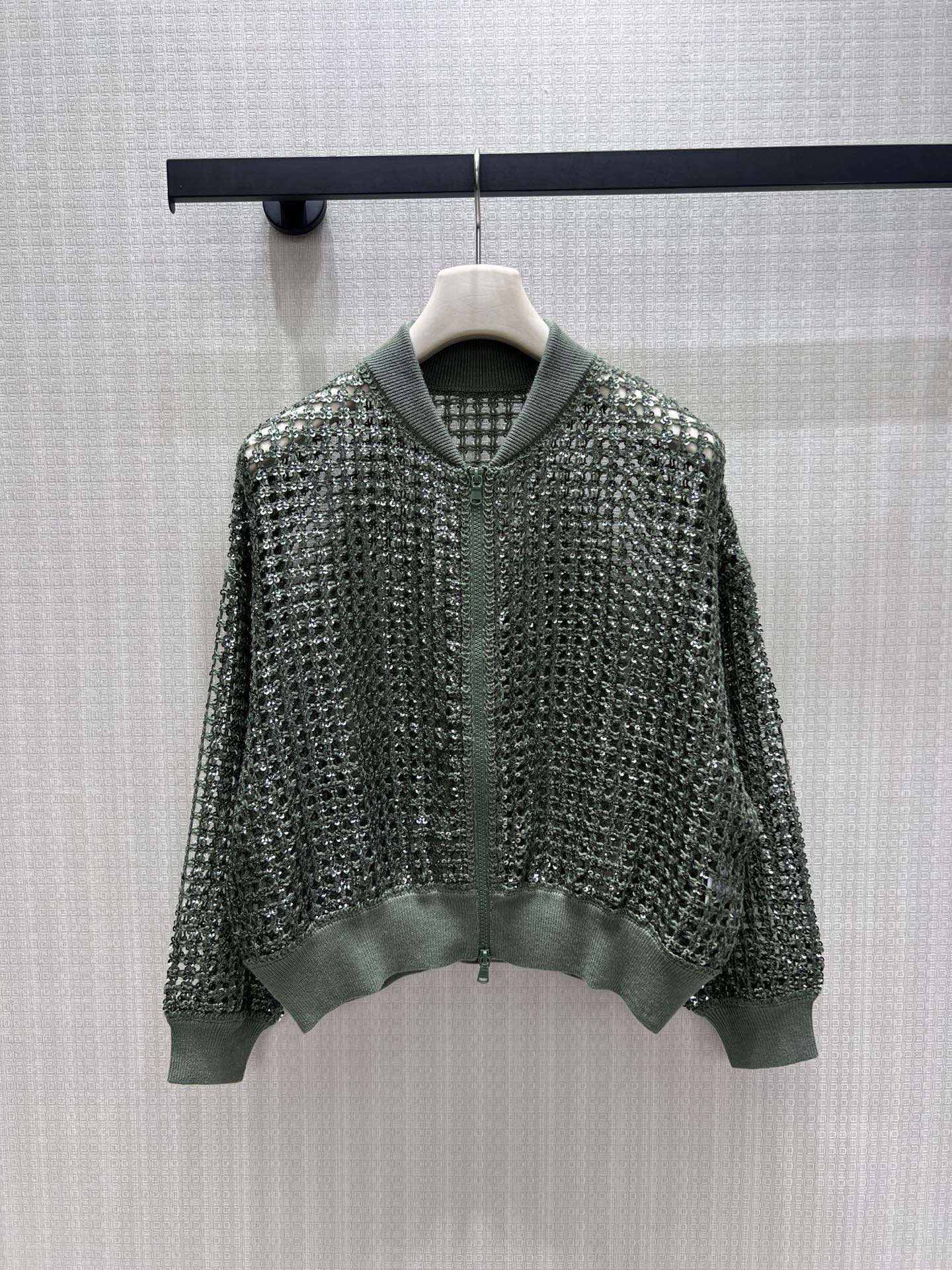 BC Dazzling Net Embroidery Cardigan Green Linen 402803