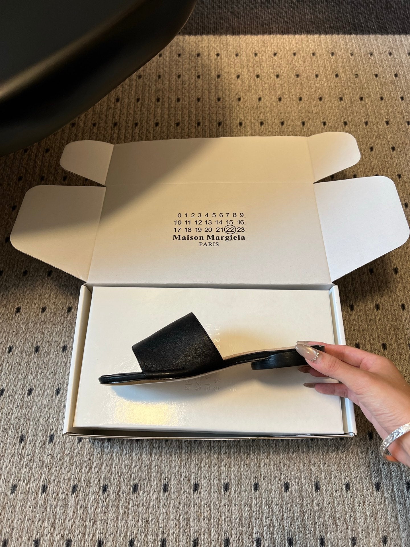 Maison Margiela Tabi Flat Mule Black Sheepskin 803752