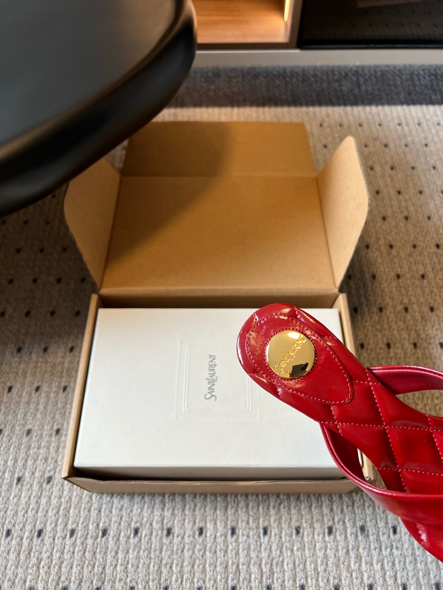 YSL Sip Sandal 4.5cm Red Smooth Leather 932318