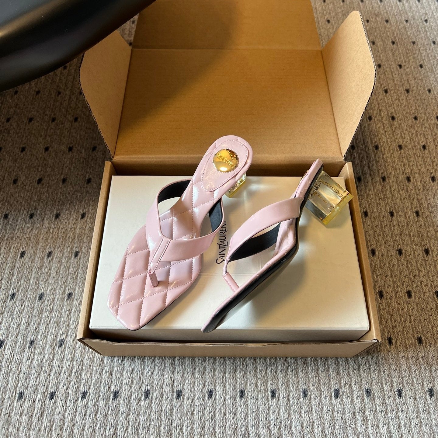 YSL Sip Sandal 4.5cm Light Pink Smooth Leather 932321