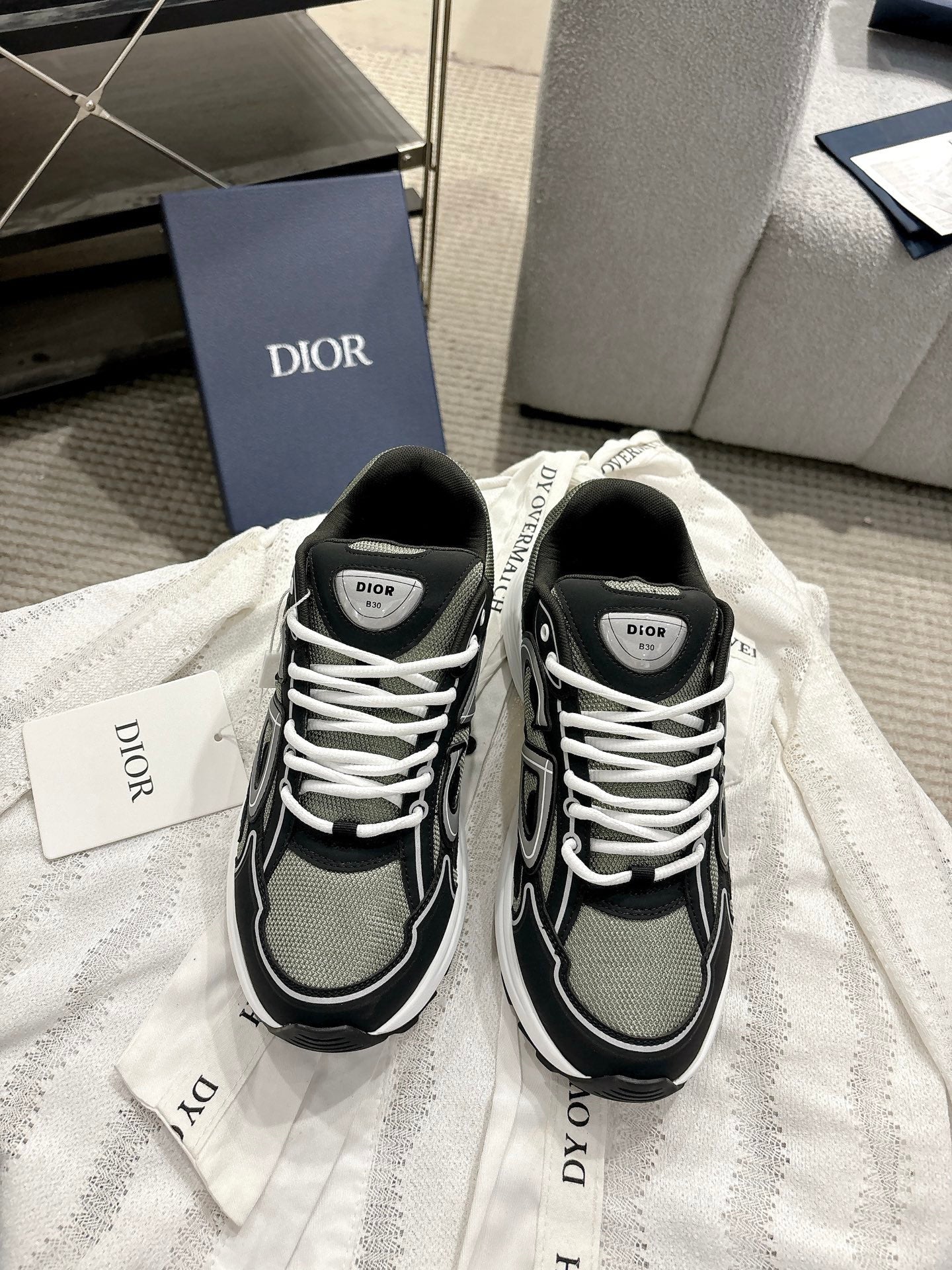 CD B30 Sneakers Black Silver Gray Technology Fabric 438319
