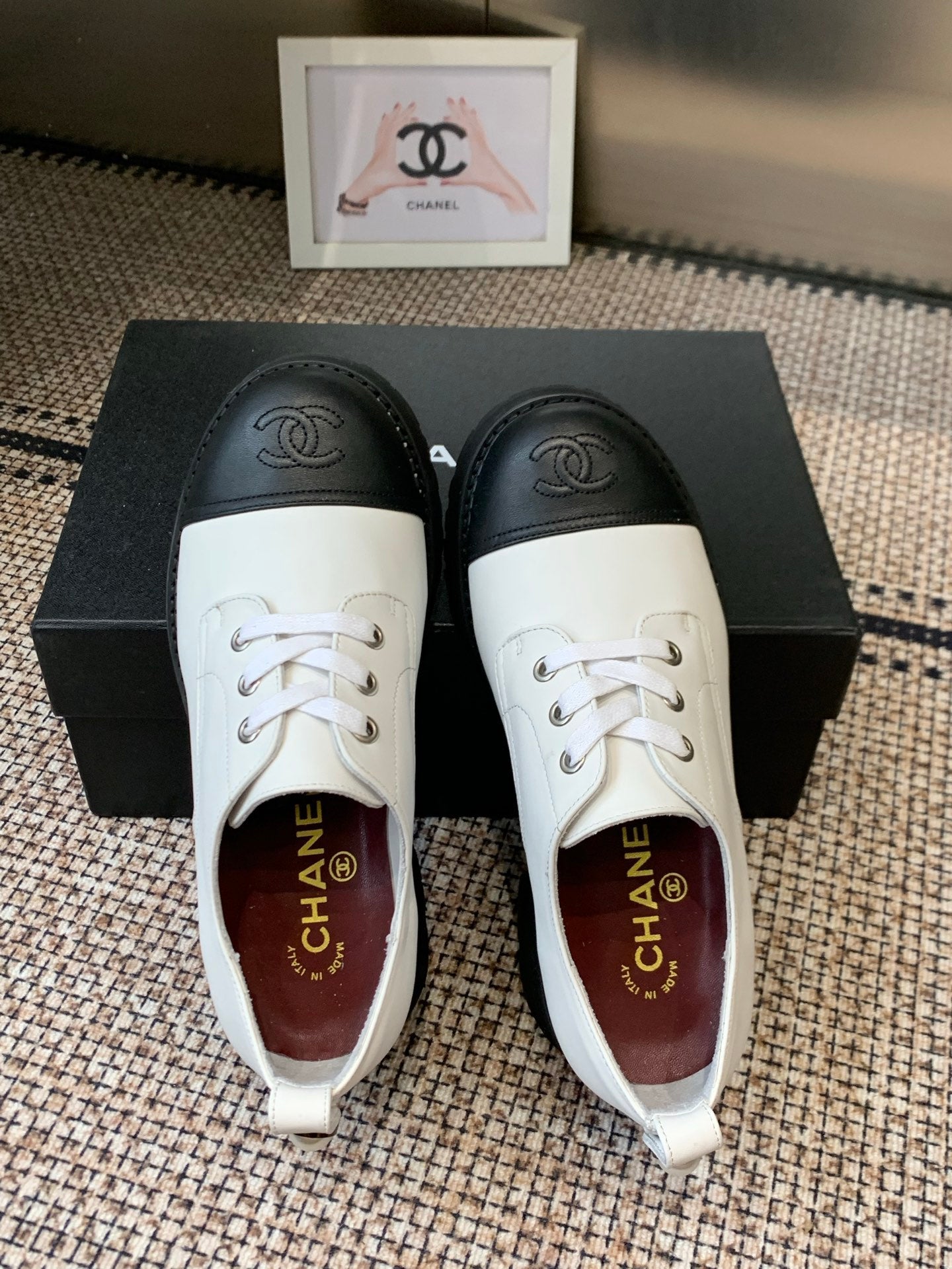 CC 26s Platform Oxfords Shoe Black White Cowhide 965866