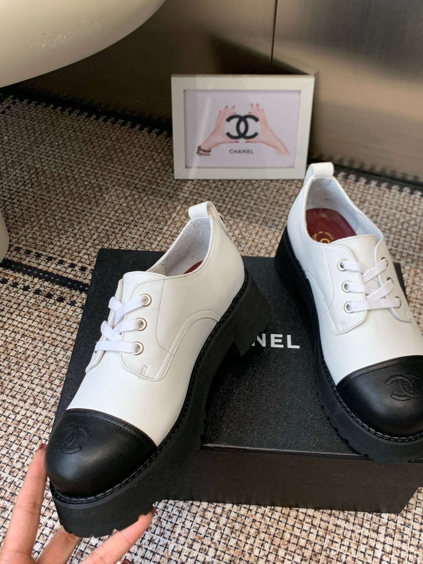 CC 26s Platform Oxfords Shoe Black White Cowhide 965866