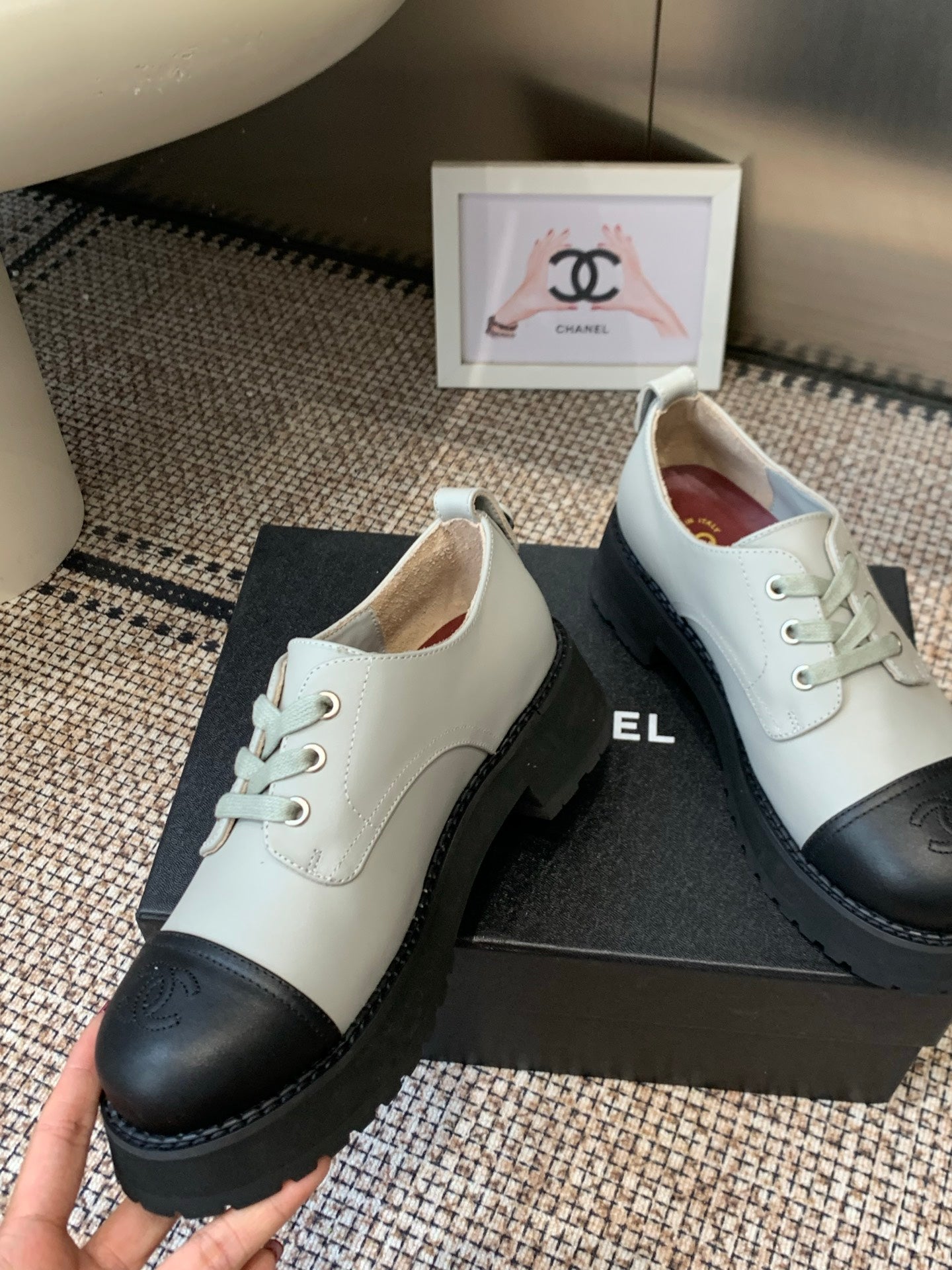 CC 26s Platform Oxfords Shoe Black Cream Cowhide 965867