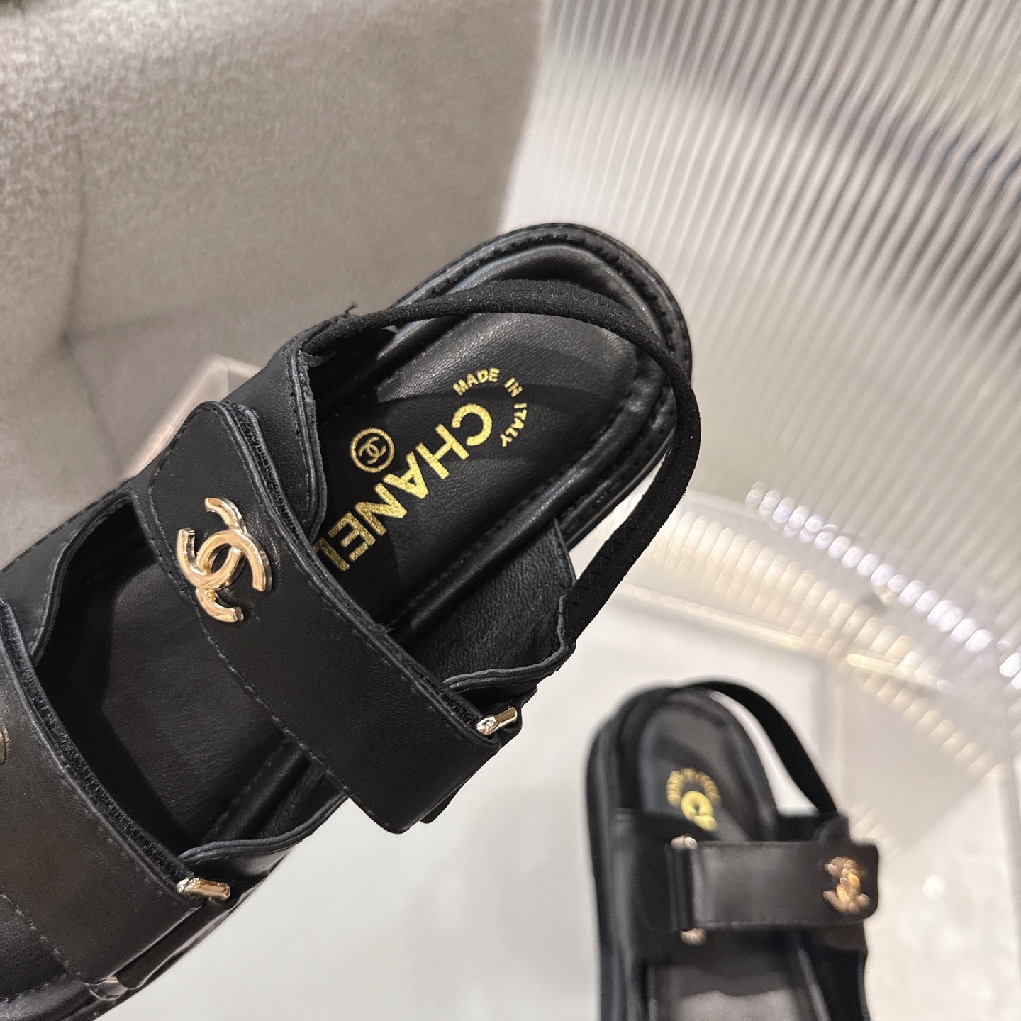 CC SS26 Dad Sandal Black Lambskin 678946