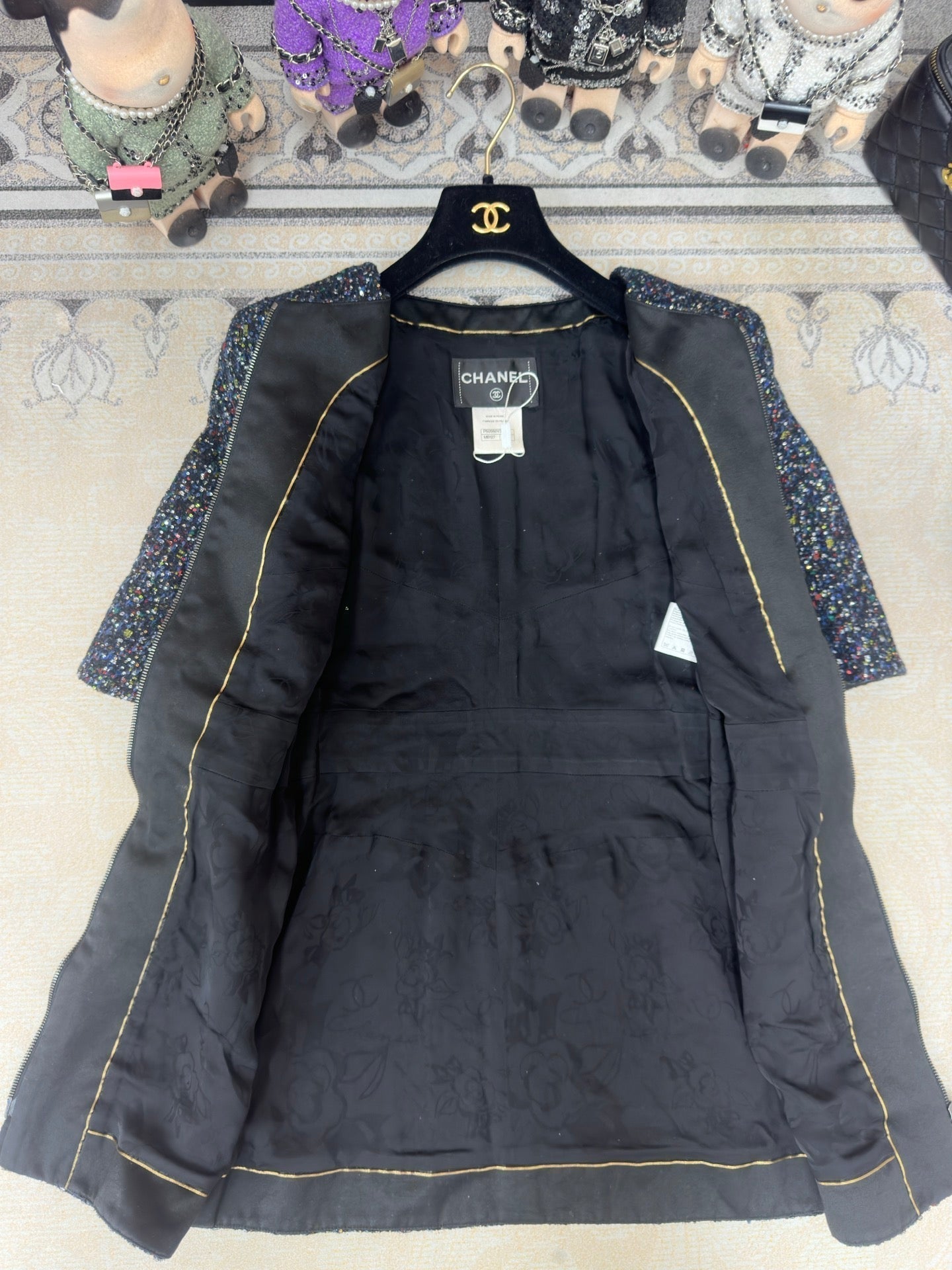 CC Tweed Short Sleeve Dress Multicolor Polyester Polyamide 251864