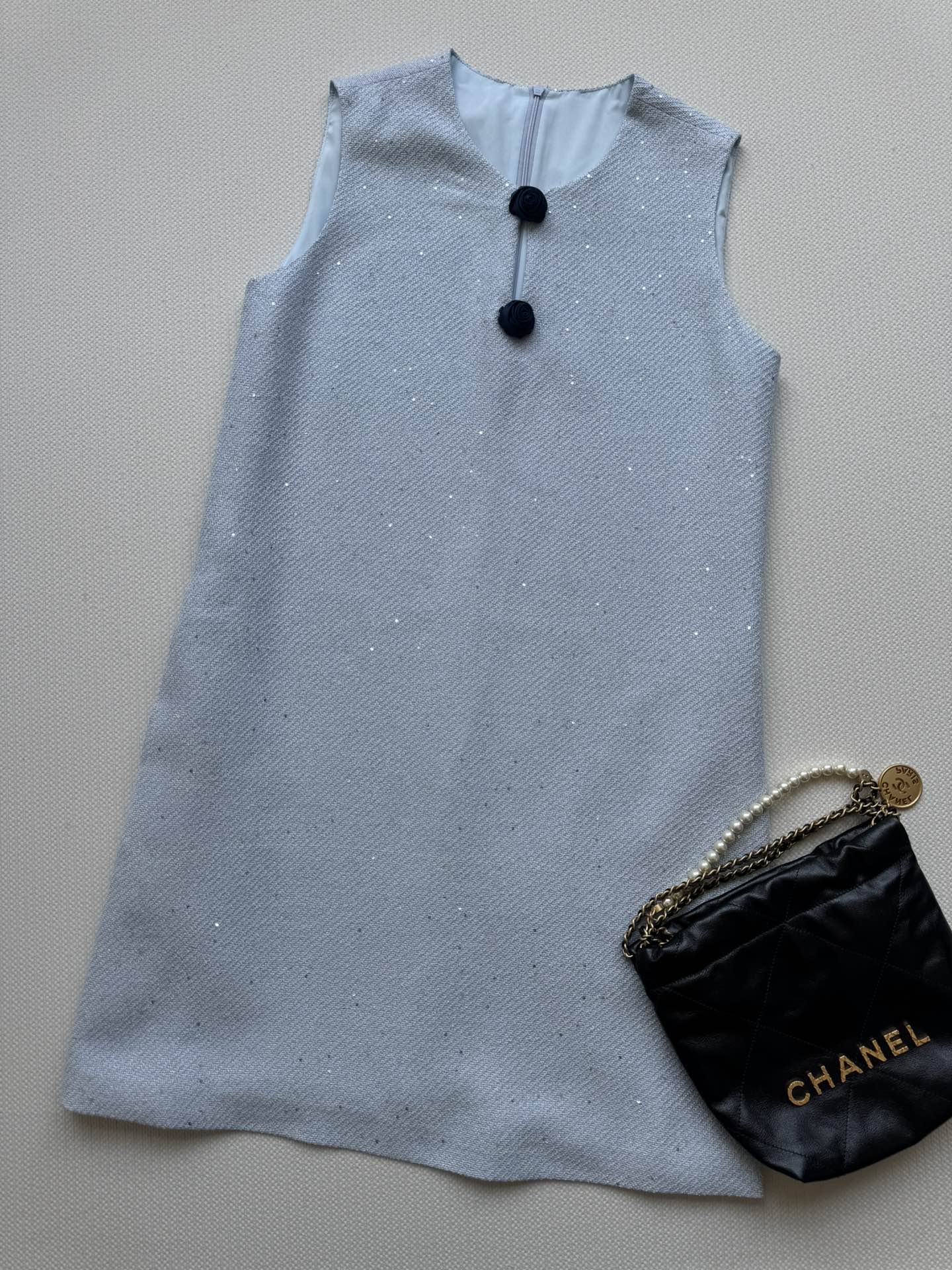 CC Sleeveless Dress Light Blue Viscose Silk Wool 352987
