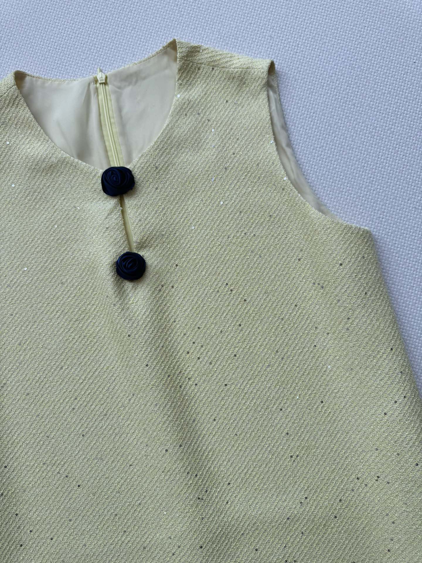 CC Sleeveless Dress Light Yellow Viscose Silk Wool 352986