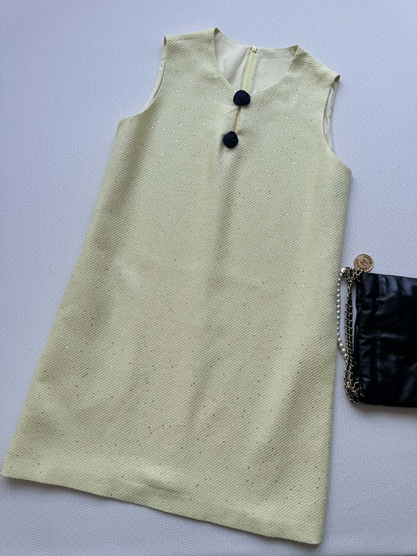 CC Sleeveless Dress Light Yellow Viscose Silk Wool 352986